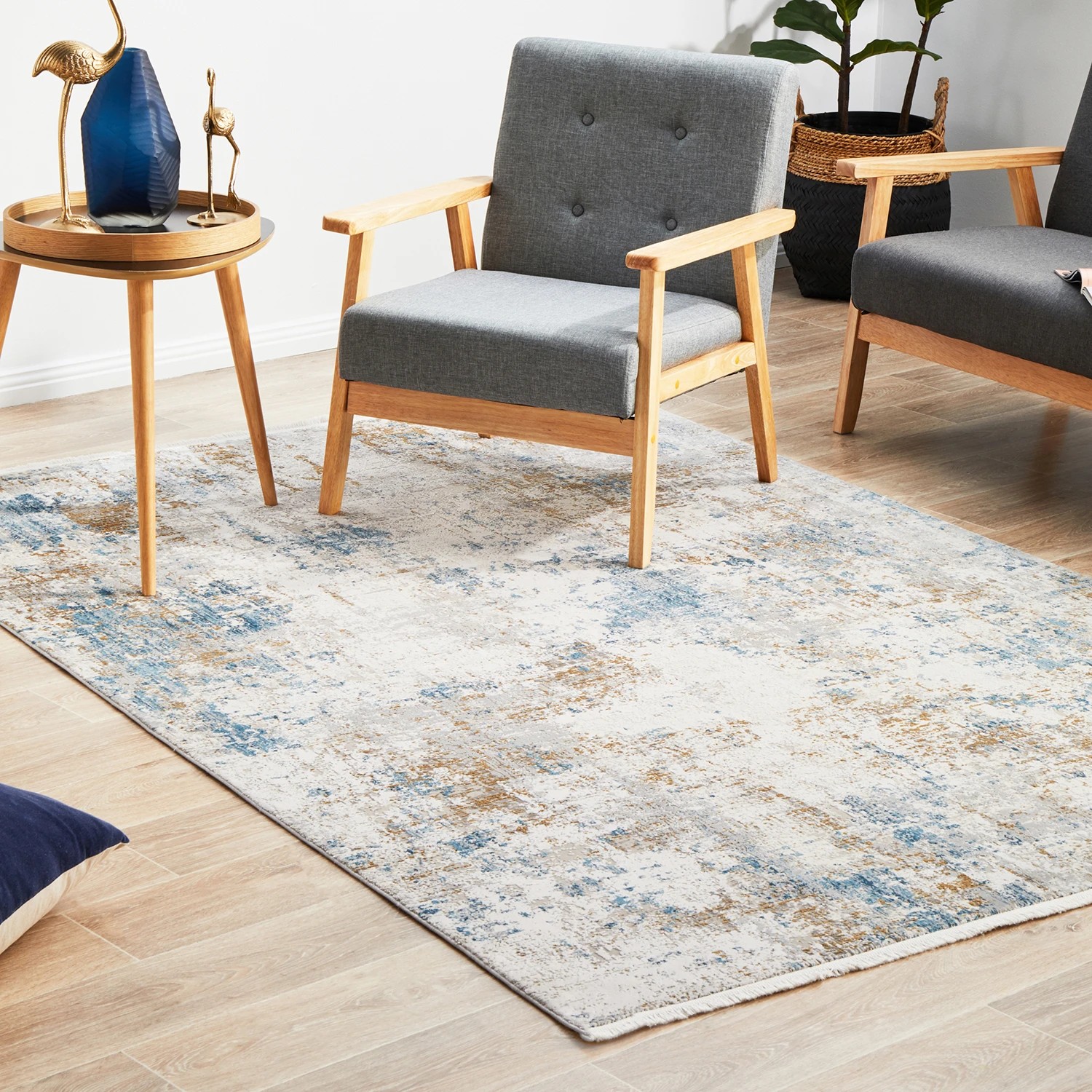 3 Common Ground Rugs Glimmers 108 290x200cm - Large Bamboo Silk Power Loomed Floor Rug - Blue, 3 of 9