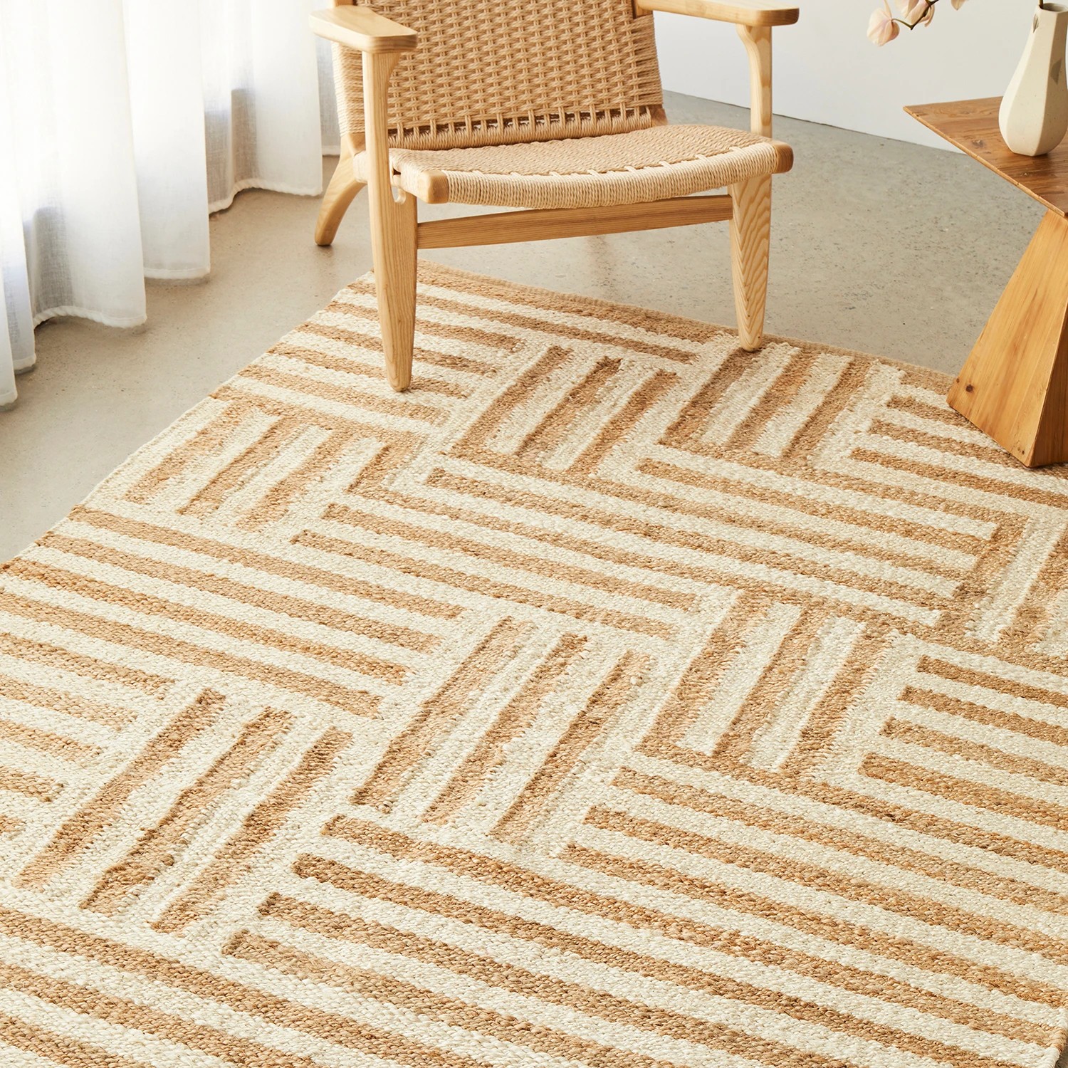 1 Common Ground Rugs Kalahari Arman 280x190cm - Large Hand Woven Jute Floor Rug - Beige, 1 of 8