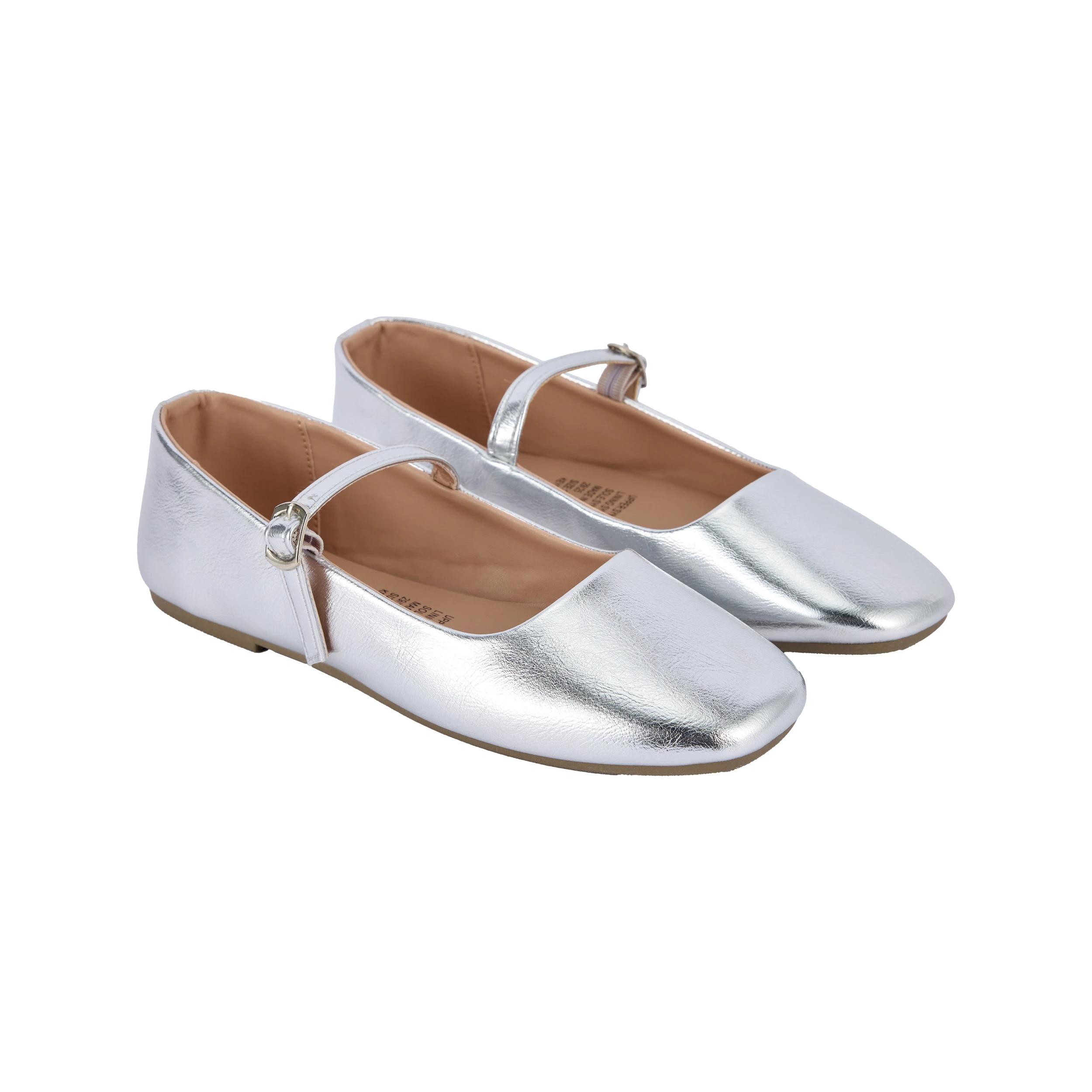 4 Senior Camilla Square Toe Flats SILVER, 4 of 5