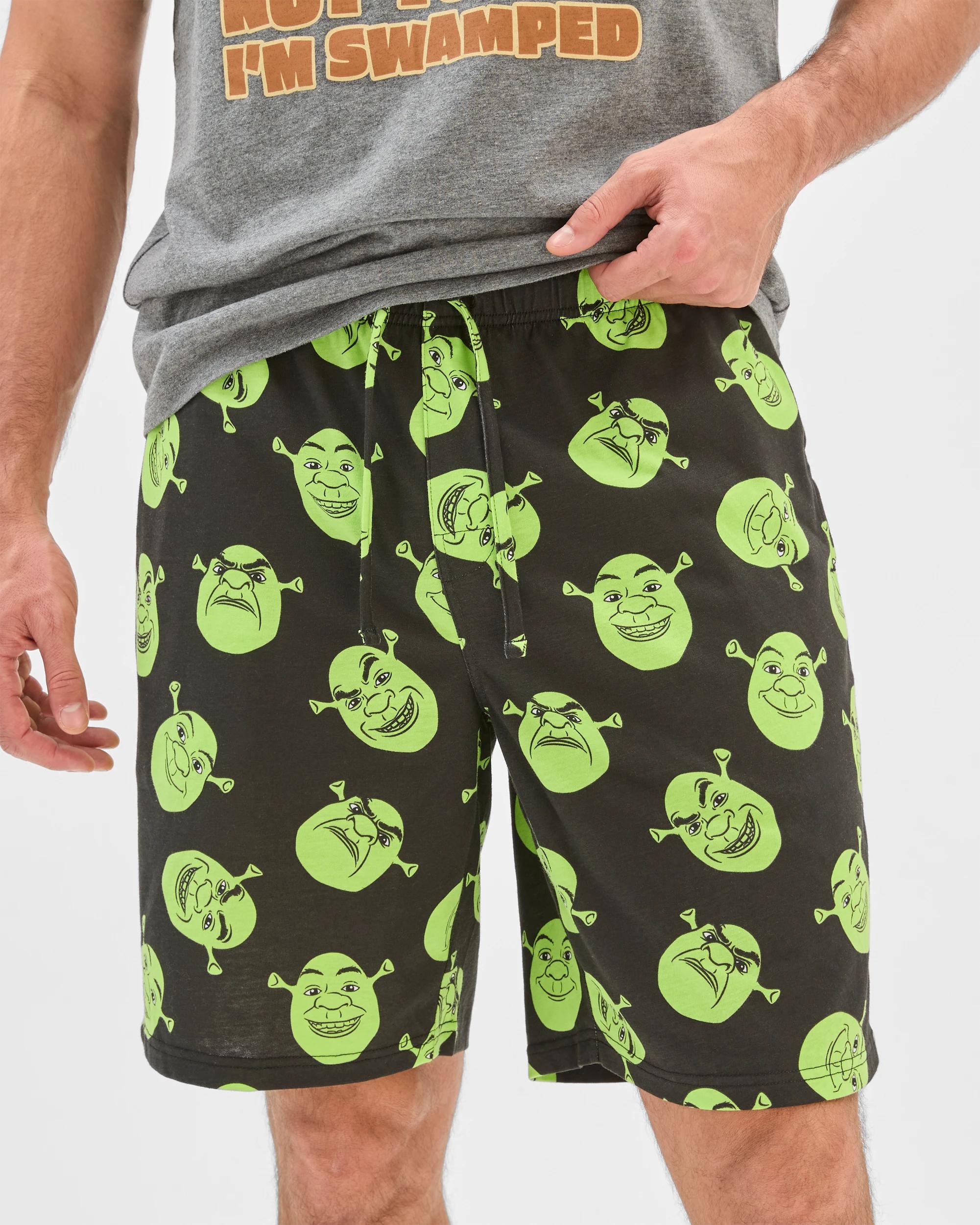 5 Dream Works Shrek Top and Shorts Pyjama Set GREY SHREK, 5 of 6