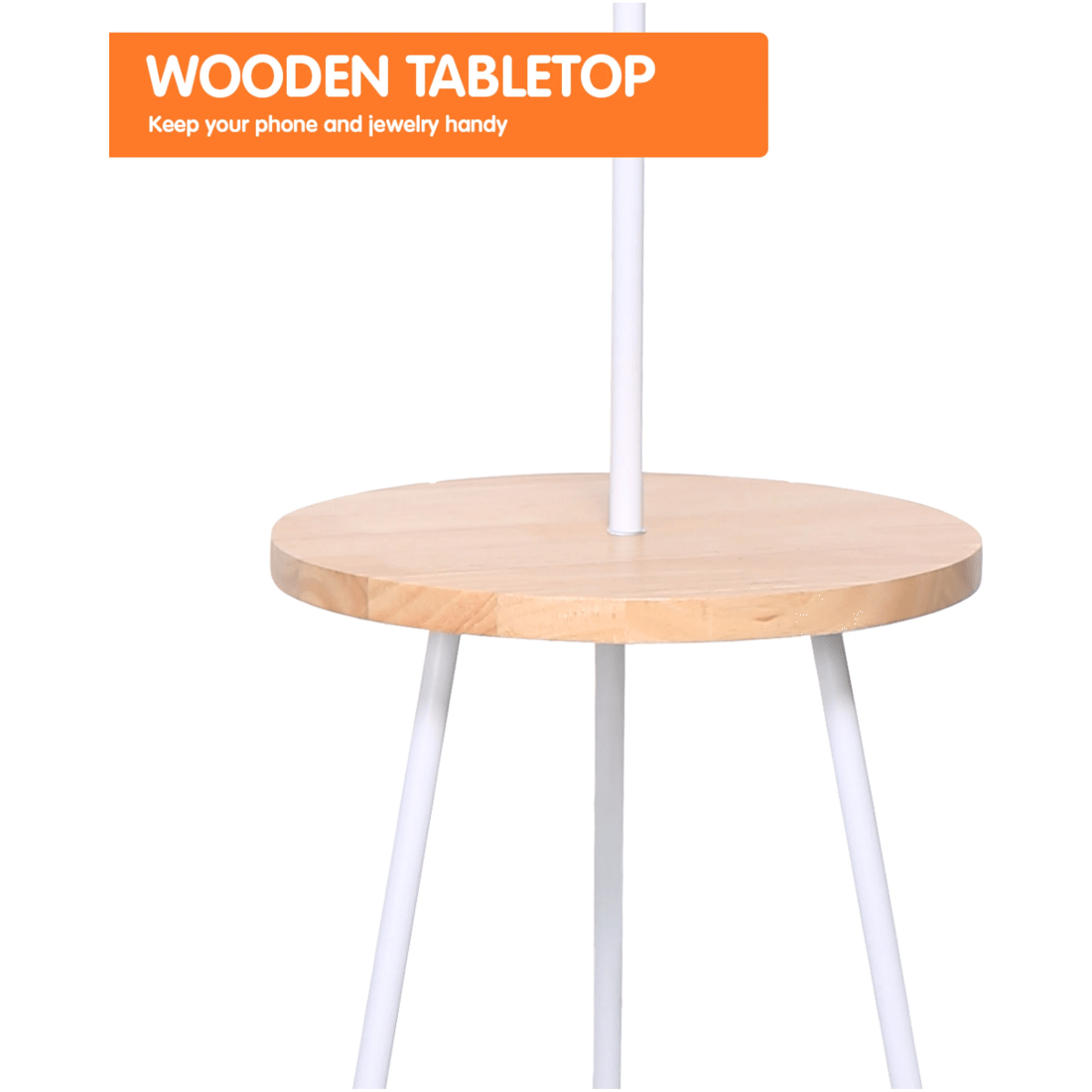 5 Sarantino Metal Tripod Floor Lamp Shade With Wooden Table Shelf, 5 of 6