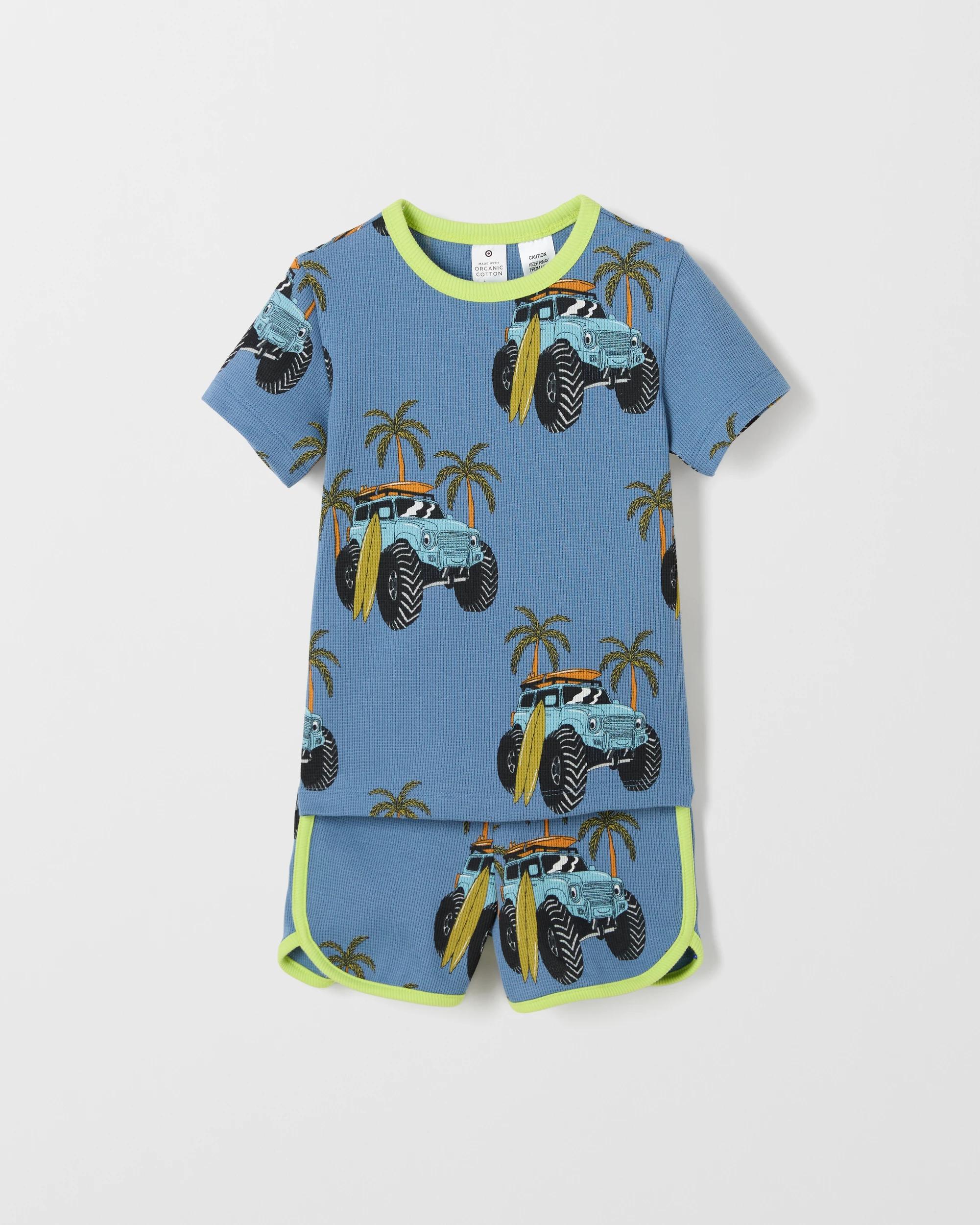 5 Target Kids Organic Cotton Younger Boys Elevated Knit Waffle Pyjama Set MULTI SURF VAN, 5 of 6