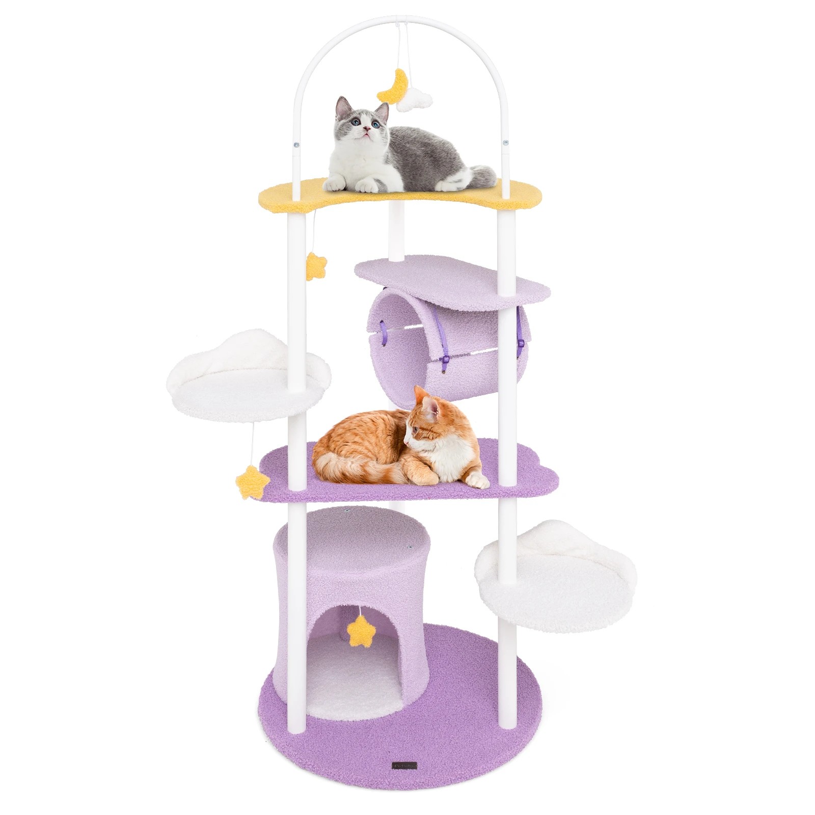 6 Costway 158cm Multi-level Cat Tree Sky-Theme Kitty Climbing Tower w/Hanging Toys, 6 of 7