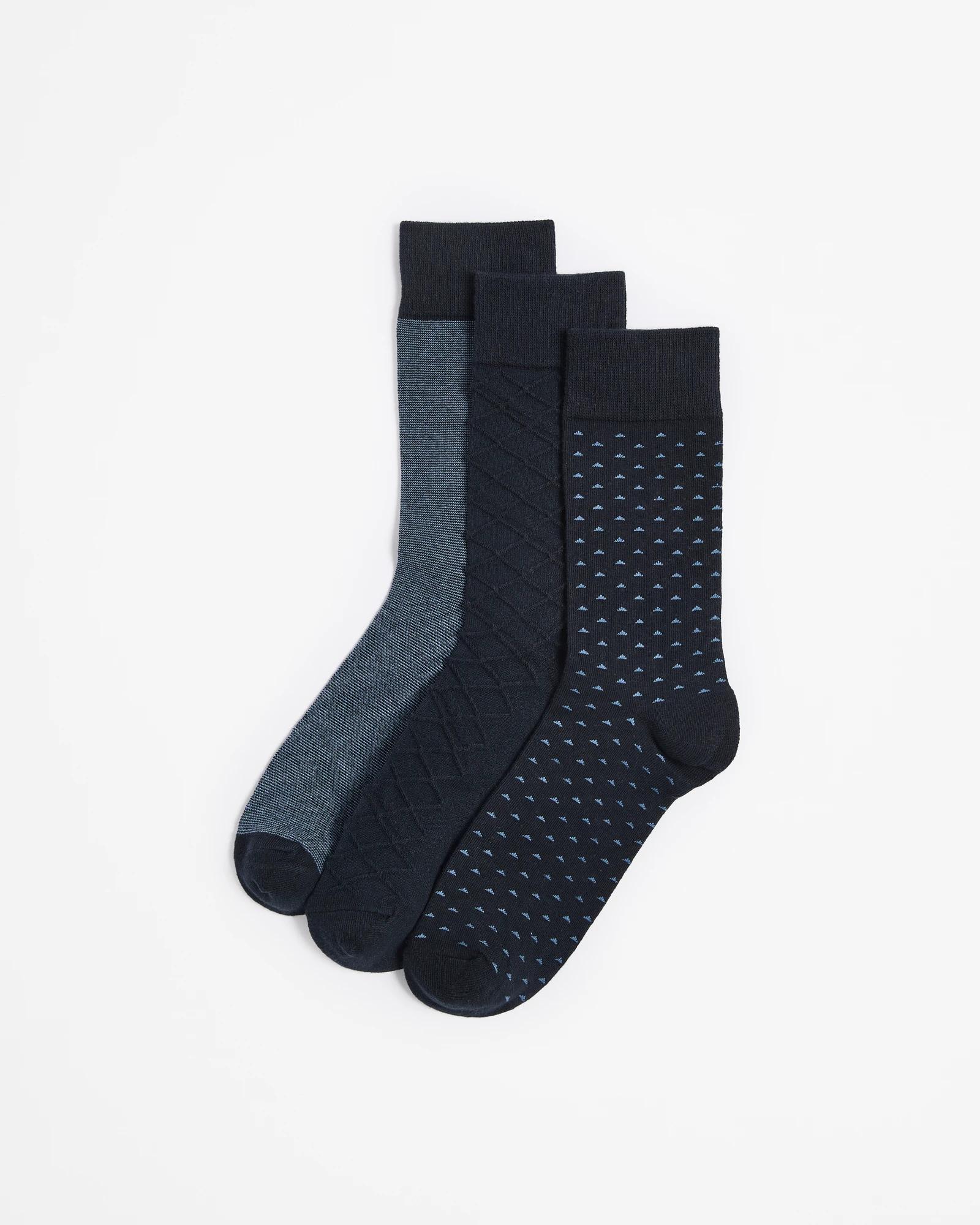 1 Australian Cotton Blend 3 Pack Business Crew Socks - Maxx NAVY BLUE, 1 of 3
