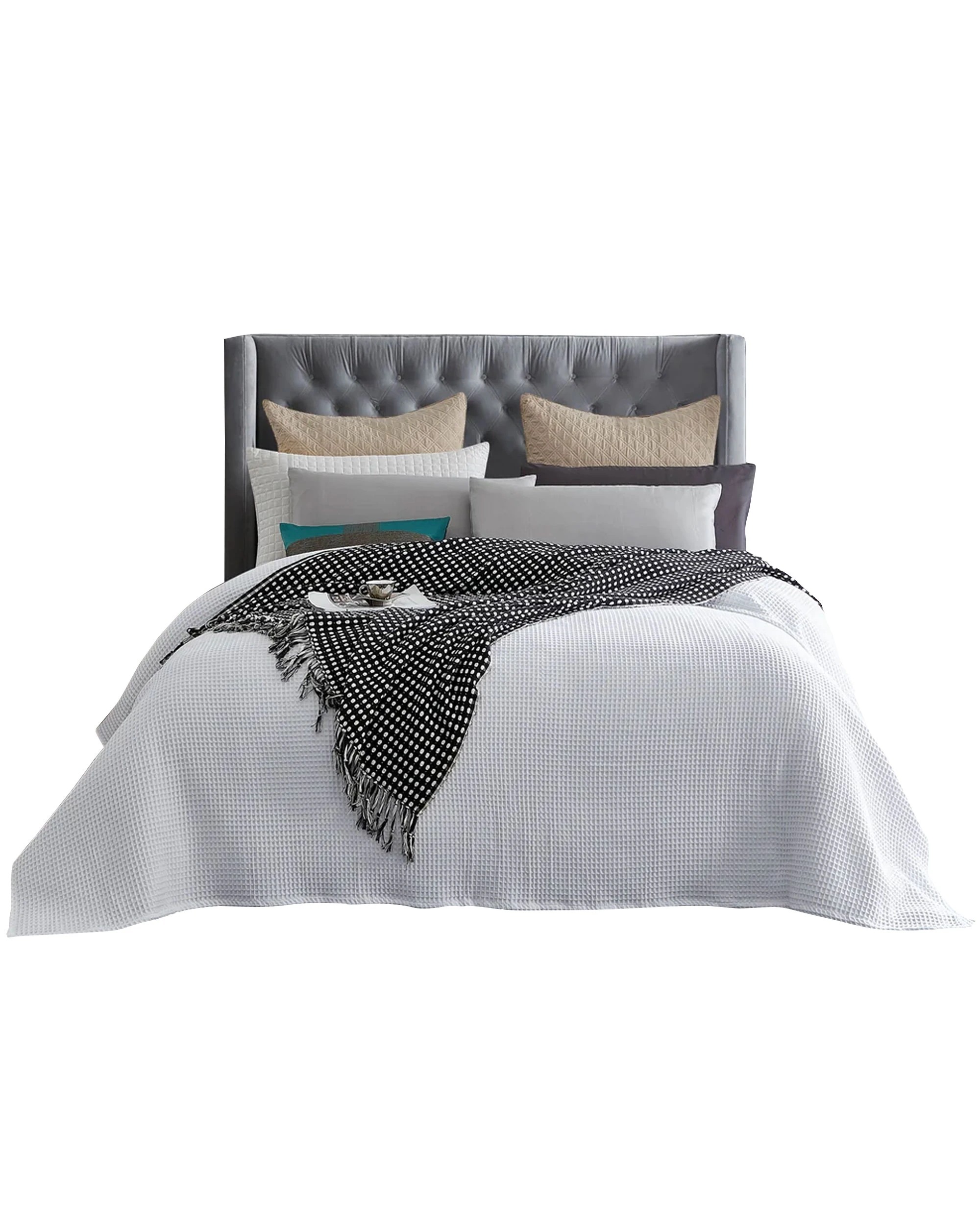 1 Cotton More 100% Cotton Large Chunky Waffle Blanket 350gsm King - White, 1 of 5