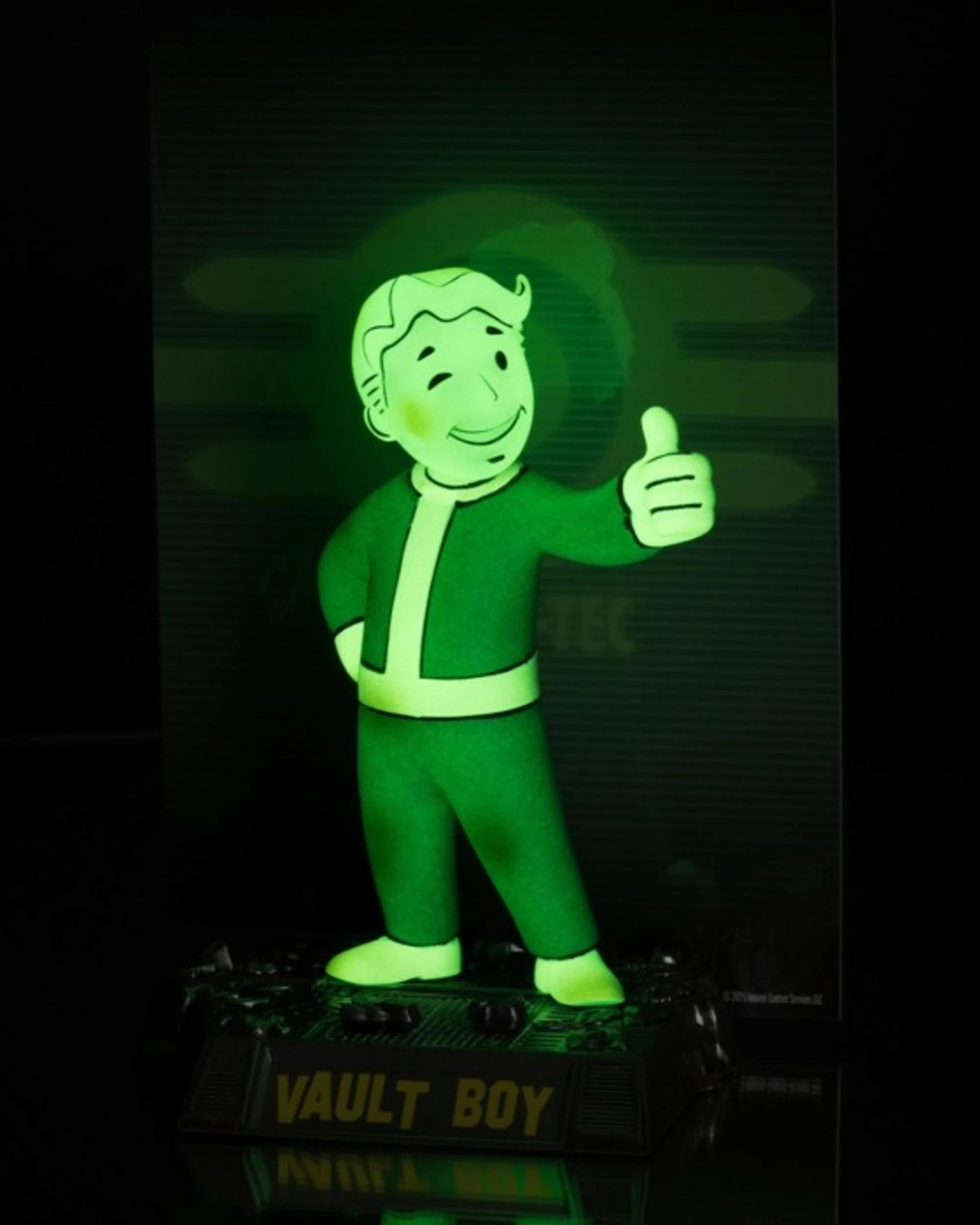 3 McFarlane Movie Maniacs Gold Label Fallout Vault Boy Glow in the Dark 6 inch Posed Figure - Green, 3 of 7