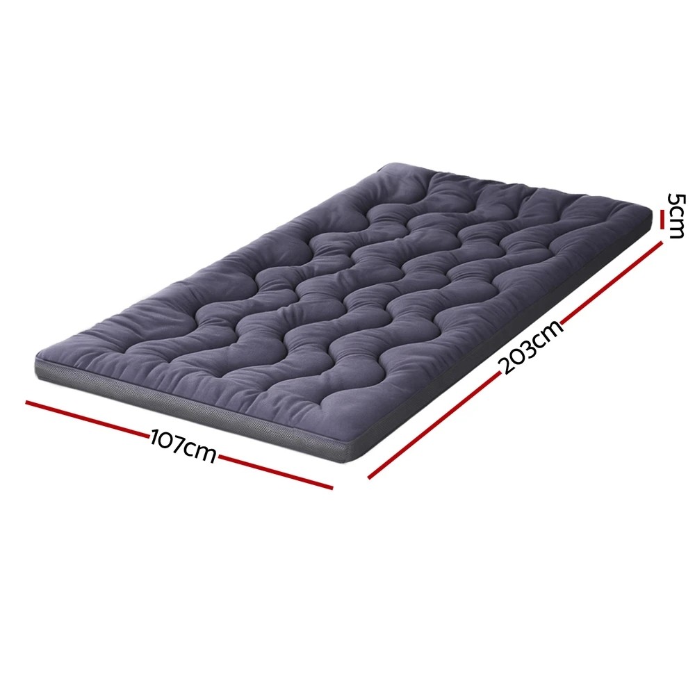 2 Giselle 5cm Mattress Topper Pillowtop toppers Bamboo Charcoal King Single - Charcoal, 2 of 7