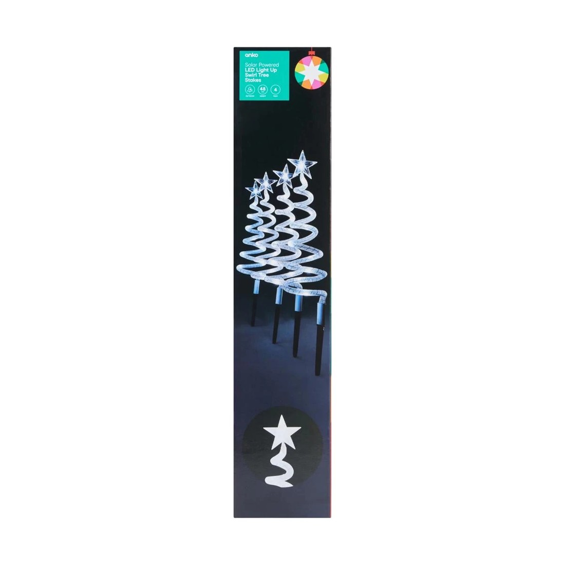 9 4 Pack Solar LED Light Up Swirl Tree Stakes, 9 of 10