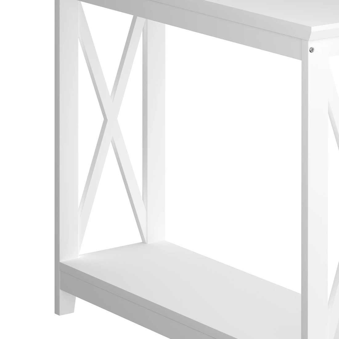 3 Oikiture 2-tier Console Table X-design Wood Sofa Table Hall Side Entry
 - White, 3 of 8
