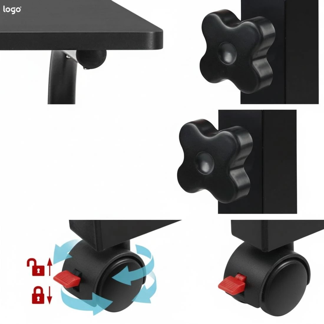 6 Artiss Laptop Desk Table Adjustable 60CM - Black, 6 of 7