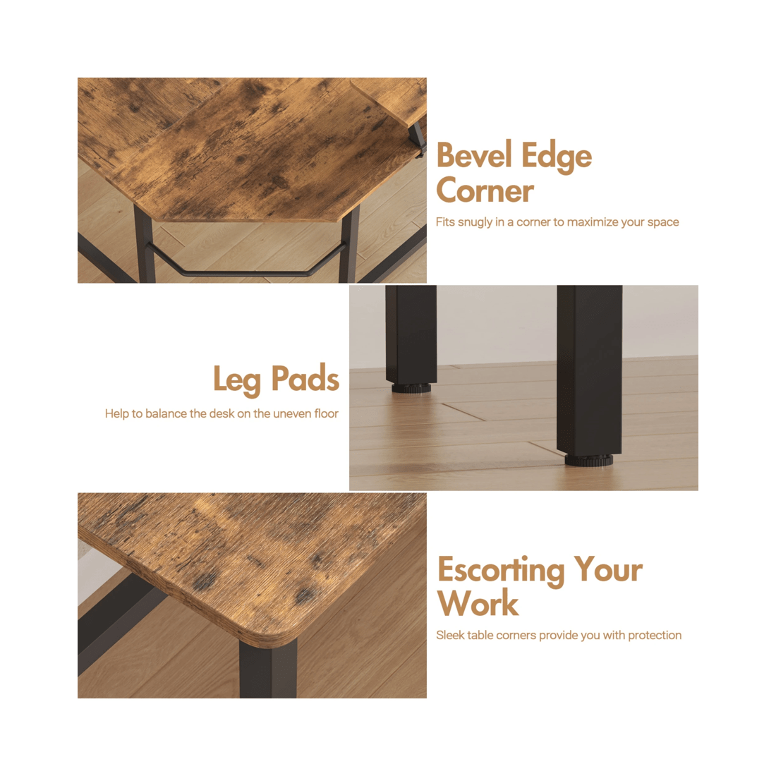 4 Advwin L-shaped Corner Desk With Laptop Stand Workstation Home Work Computer Desk Office Table, 4 of 9