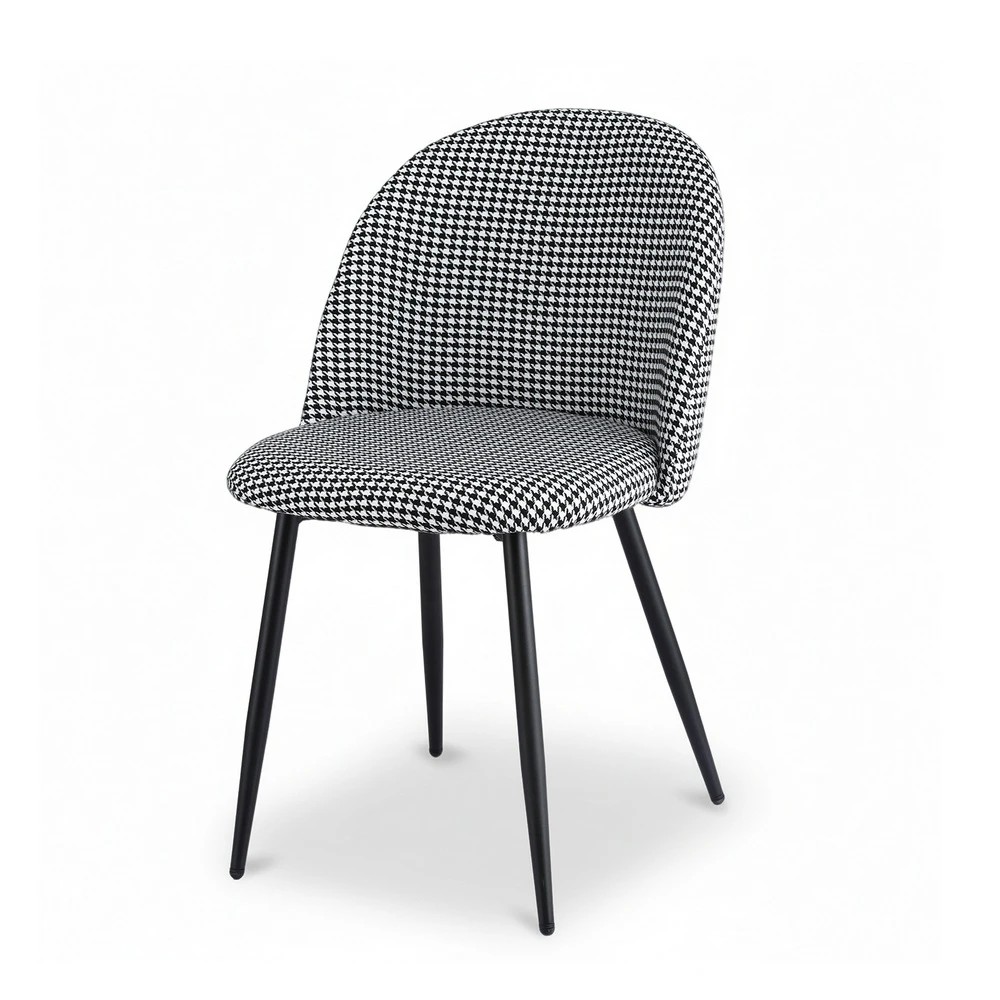 1 Artiss Dining Chairs Set of 2 Linen Solid Curved Houndstooth - Multi, 1 of 6