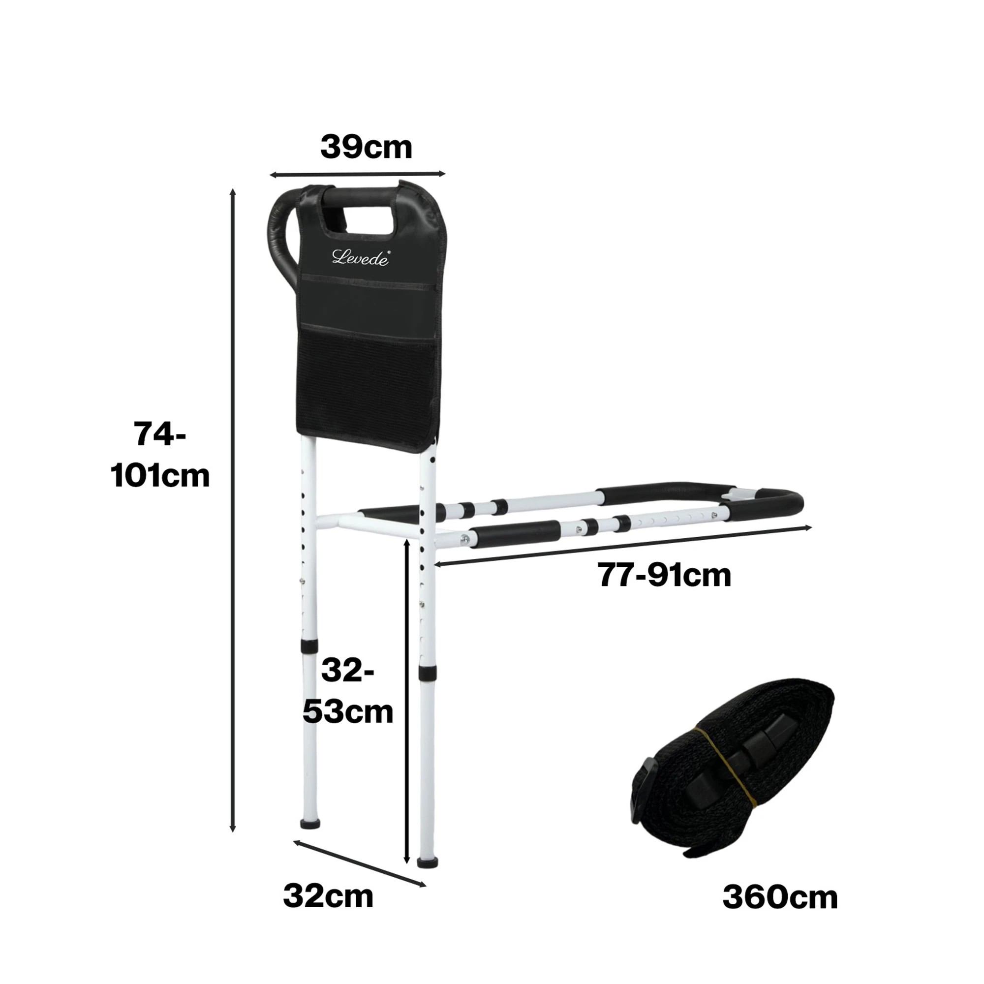 3 Levede Bed Rails Adjustable Cane With Non-Slip Ergonomic Handle And Storage Pocket, 3 of 9