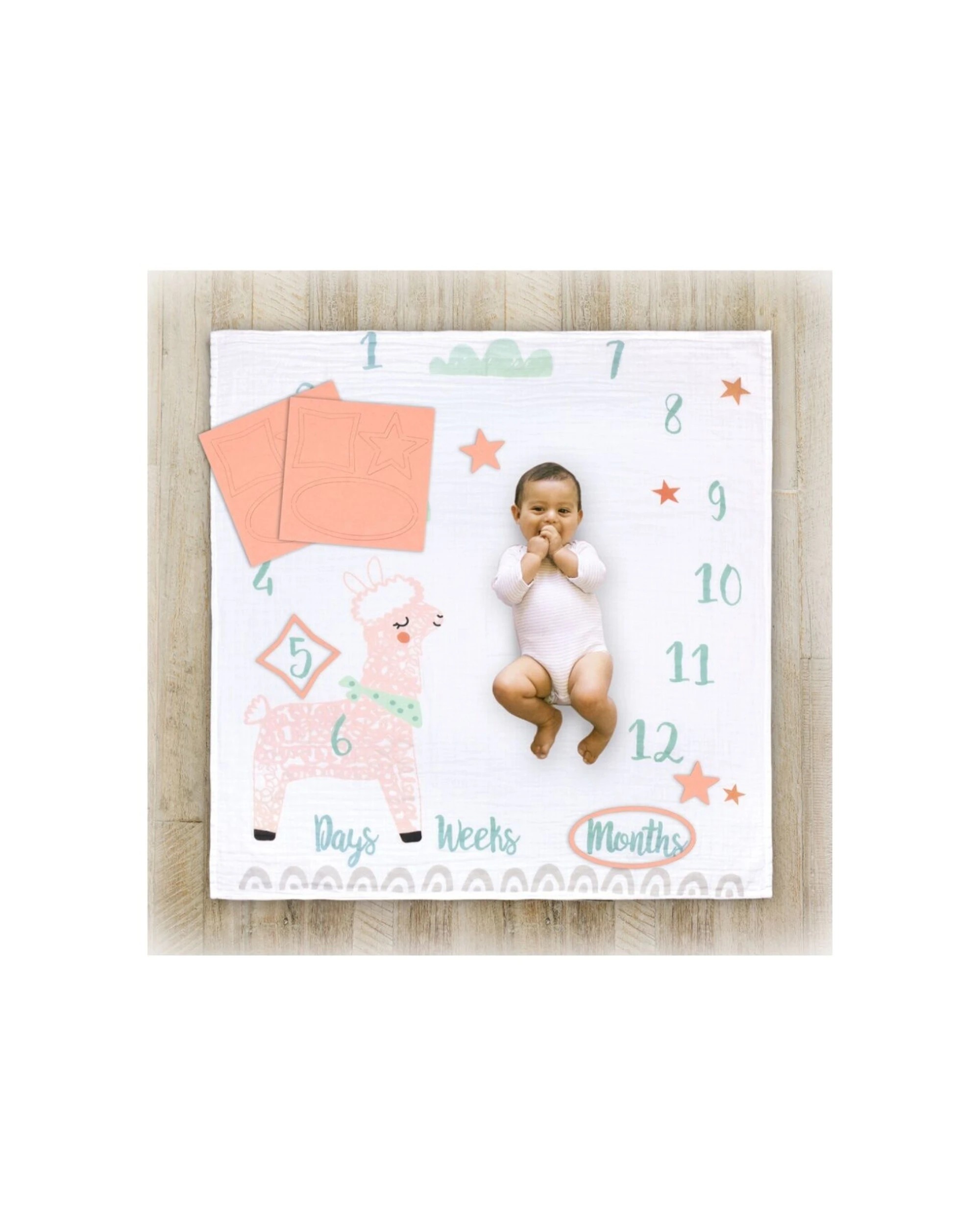6 Little Haven 8pc Cot Bedding Bundle Llama With Cot Quilt Milestone Wrap - Multi, 6 of 7