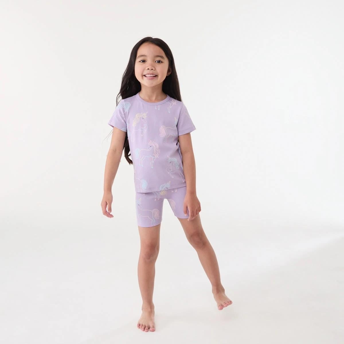1 Short Sleeve Ribbed Pyjama Set PURPLE UNICORN, 1 of 6