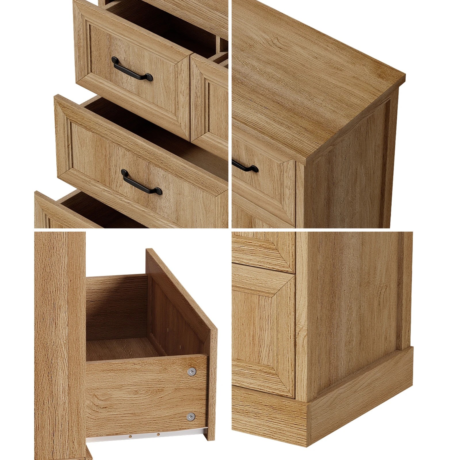 5 Oikiture 7 Chest of Drawers Bedside Dresser Tallboy Storage Bedroom - Natural, 5 of 10