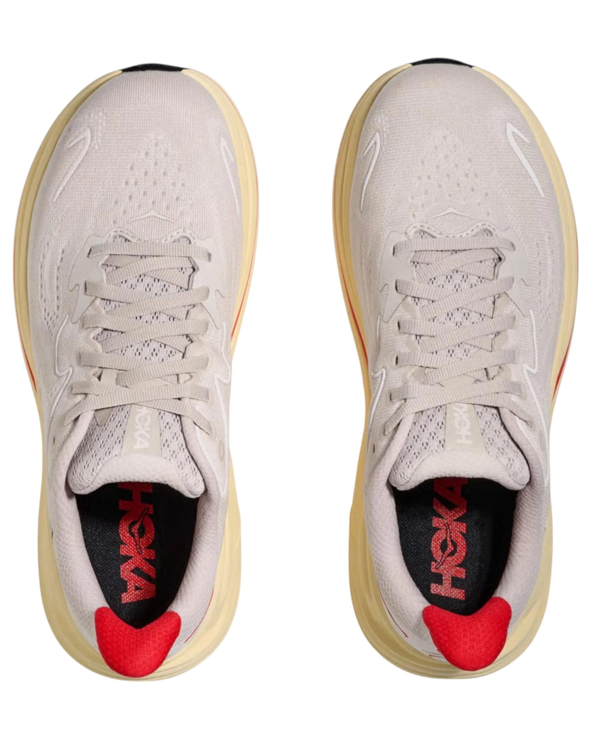 8 Hoka Womens Clifton 10 Gold Athletic Running Shoes STUCCO/CERISE, 8 of 8