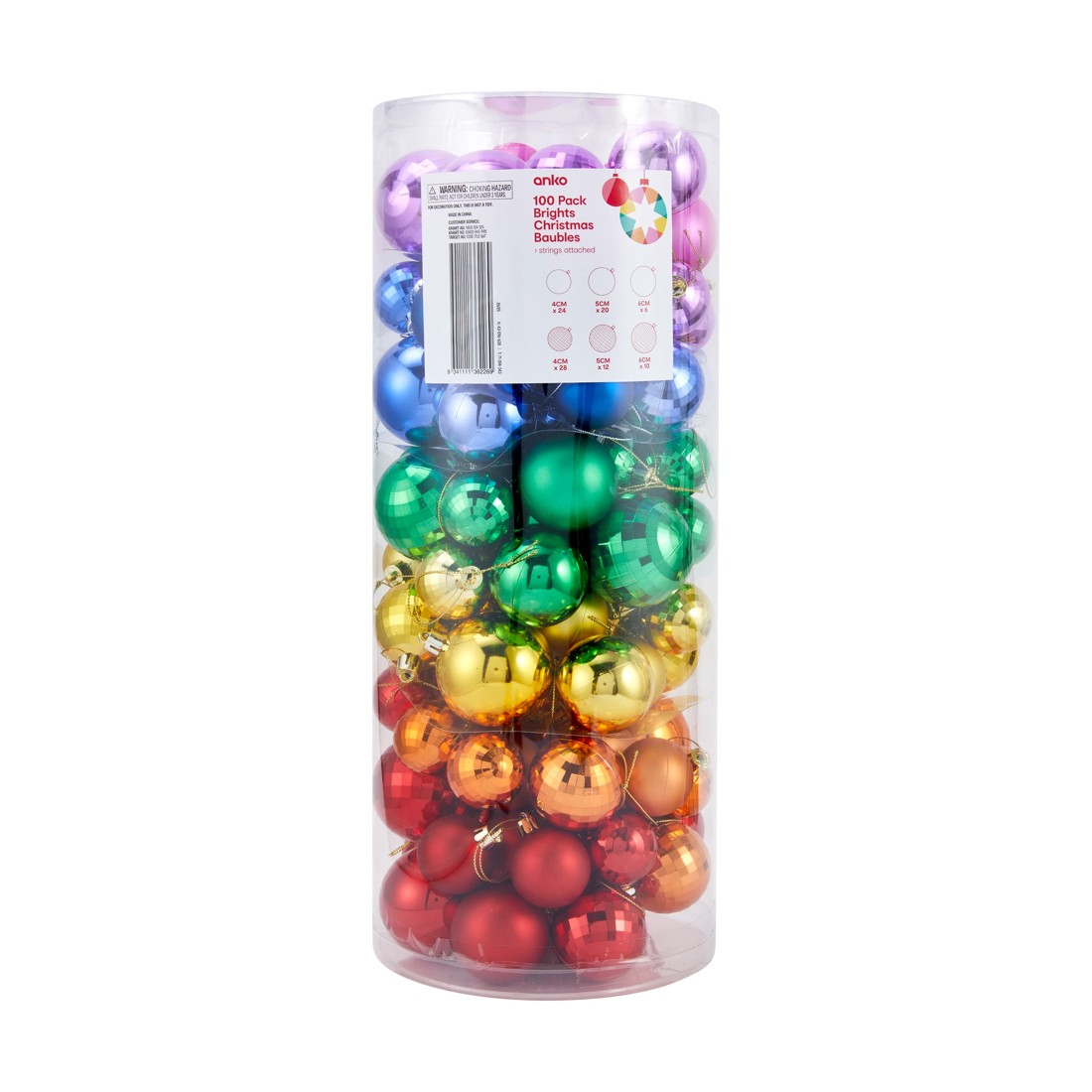 4 100 Pack Brights Christmas Baubles, 4 of 4