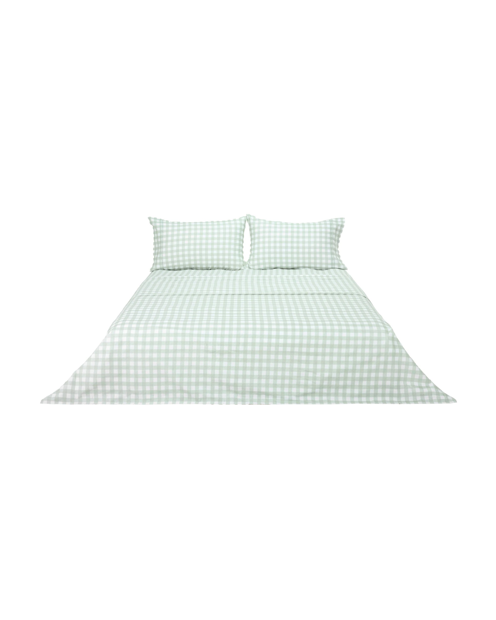 6 Gingham Cotton Flannelette Sheet Set - Double Bed, Sage, 6 of 7