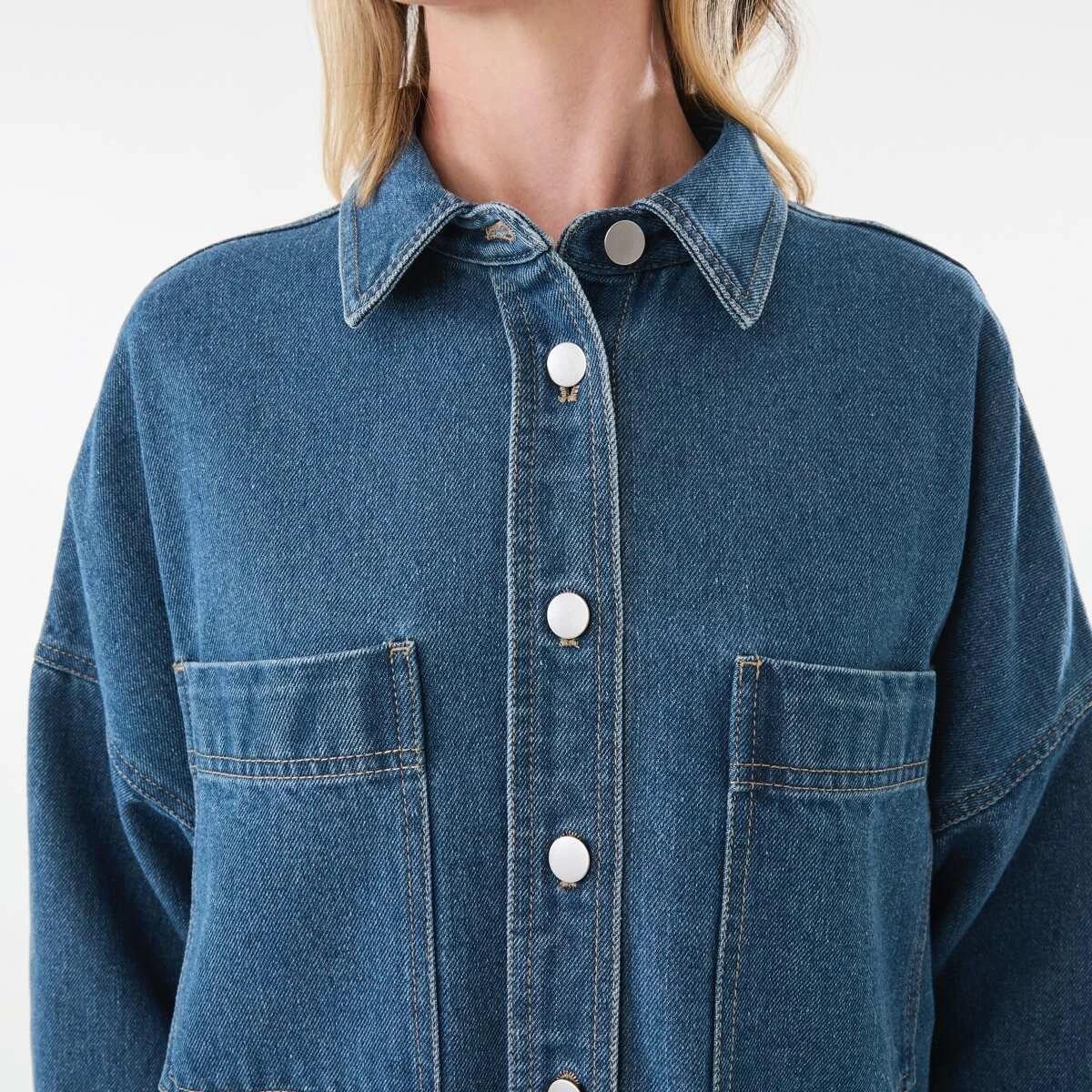 7 Long Sleeve Denim Shirt Mid Wash, 7 of 7