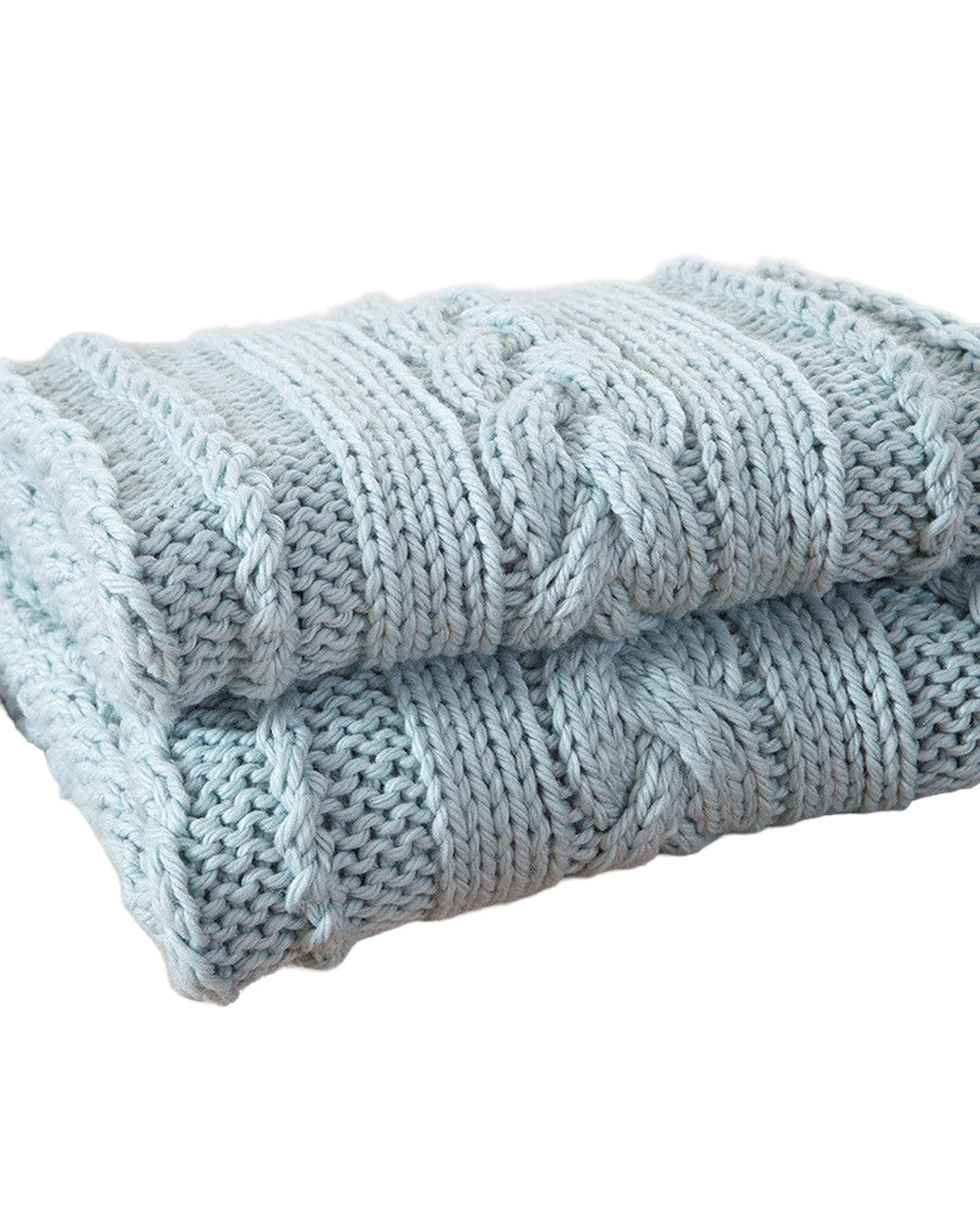 1 Cotton More Handmade Knitted Blanket 180x200cm Silver - Blue, 1 of 5