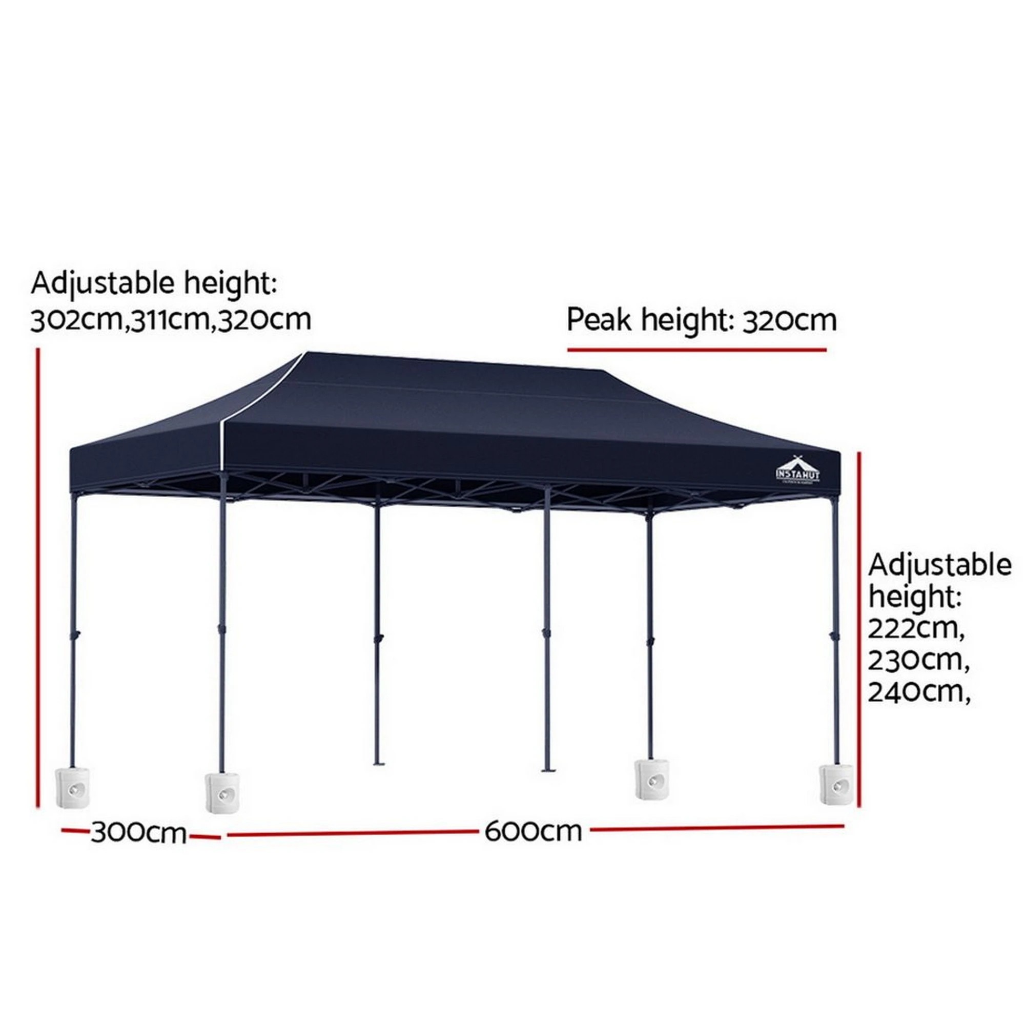 3 Instahut Gazebo Pop Up  w/Base Podx4 Marquee Folding Outdoor Wedding Camping Tent Shade Canopy - Multi, 3 of 7