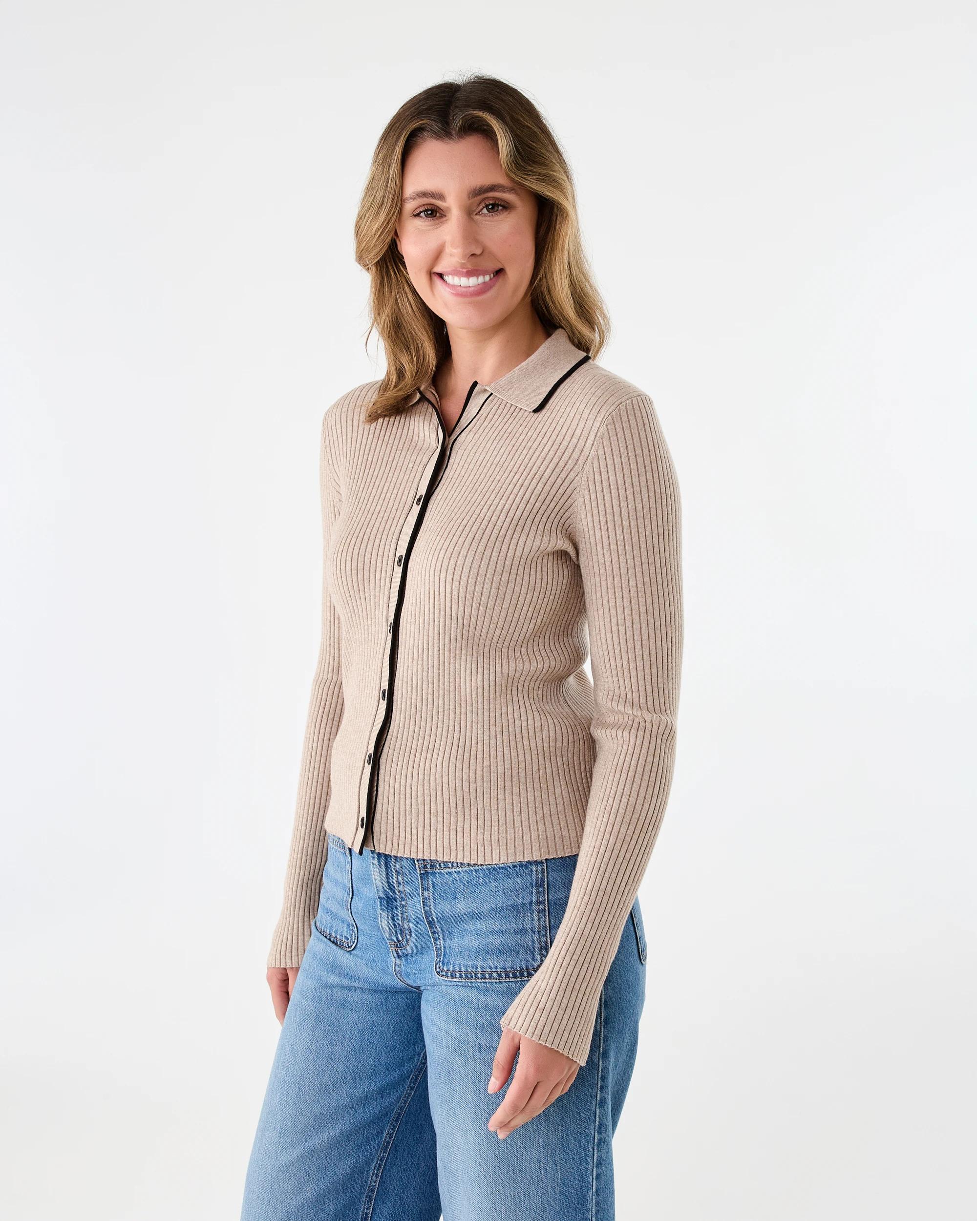 2 Long Sleeve Tipped Polo Top Bge Otml, 2 of 7