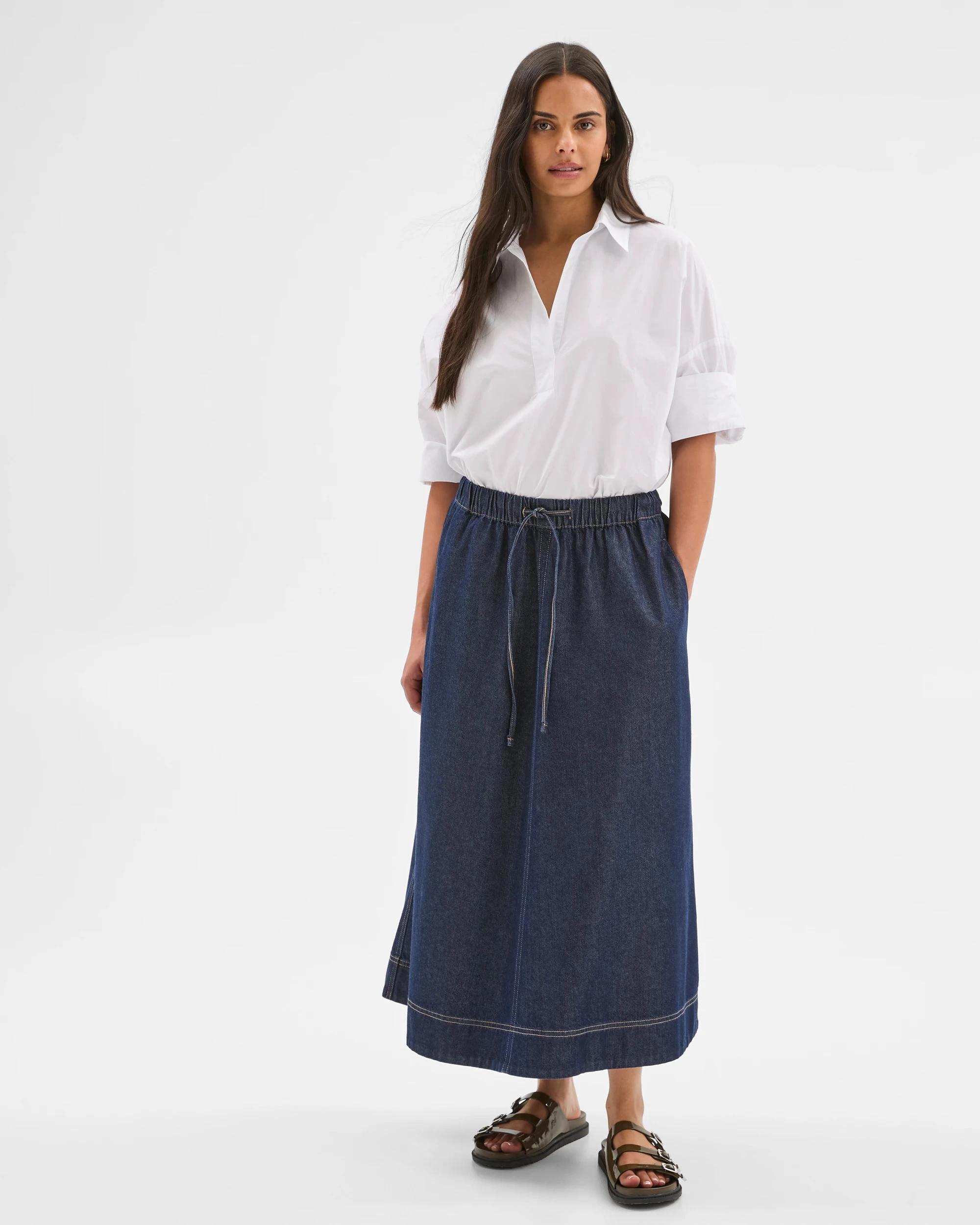 2 Target Denim Denim Pull On Maxi Skirt RINSE, 2 of 4