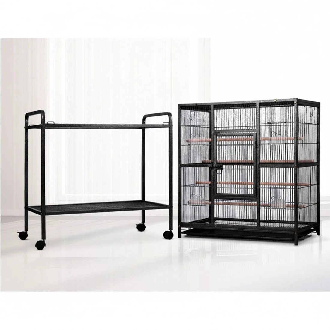 7 i.Pet Bird Cage 144cm Large Aviary - Black, 7 of 9