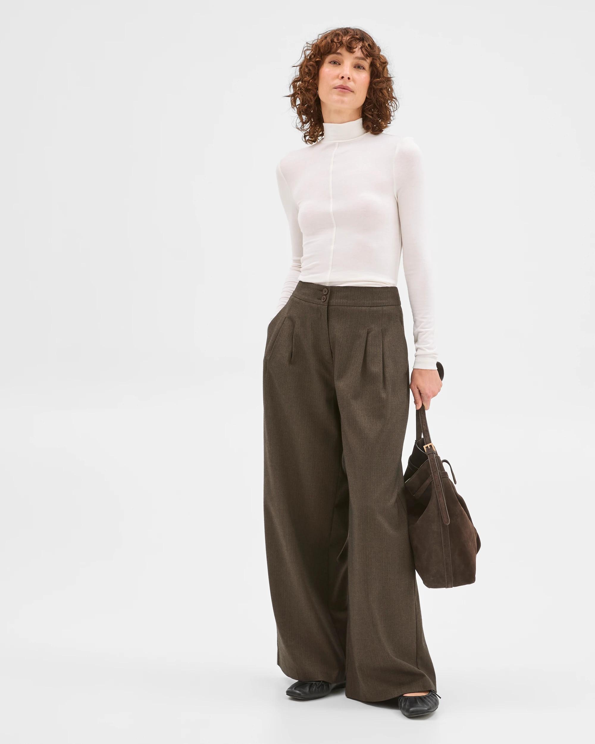 2 Preview Long Sleeve Luxe Layering Knit Skivvy Top WHITE, 2 of 9