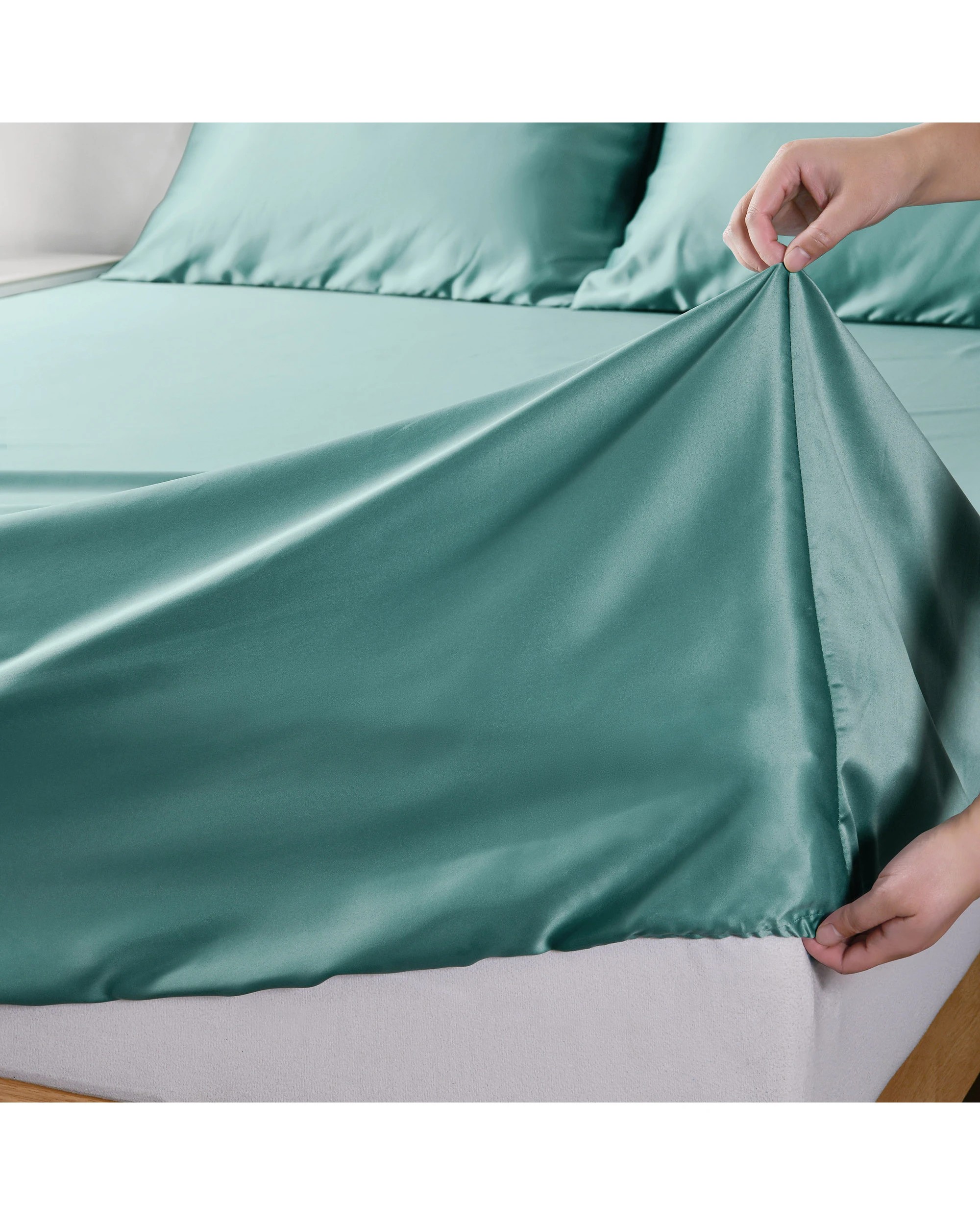 6 Dreamaker Matte Satin Sheet Set - Queen Bed - Duckegg, 6 of 8