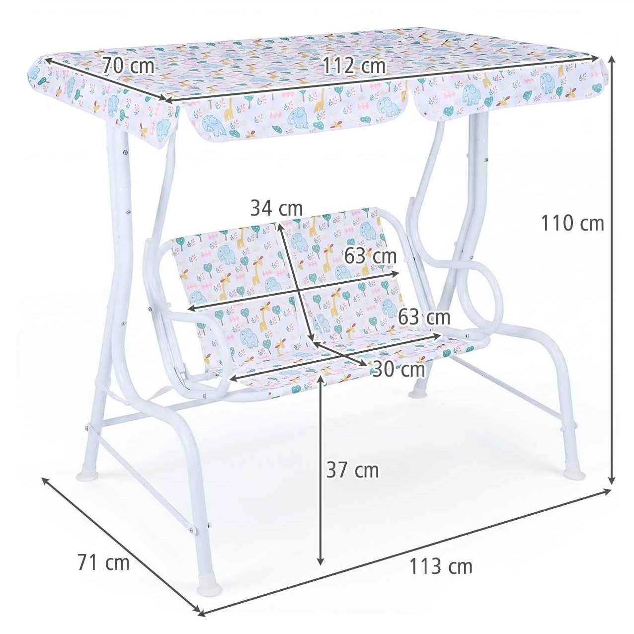 2 Costway 2-Seater Swing Bench Outdoor Hanging Swing Chair w/Adjustable Canopy & Belts - White, 2 of 3