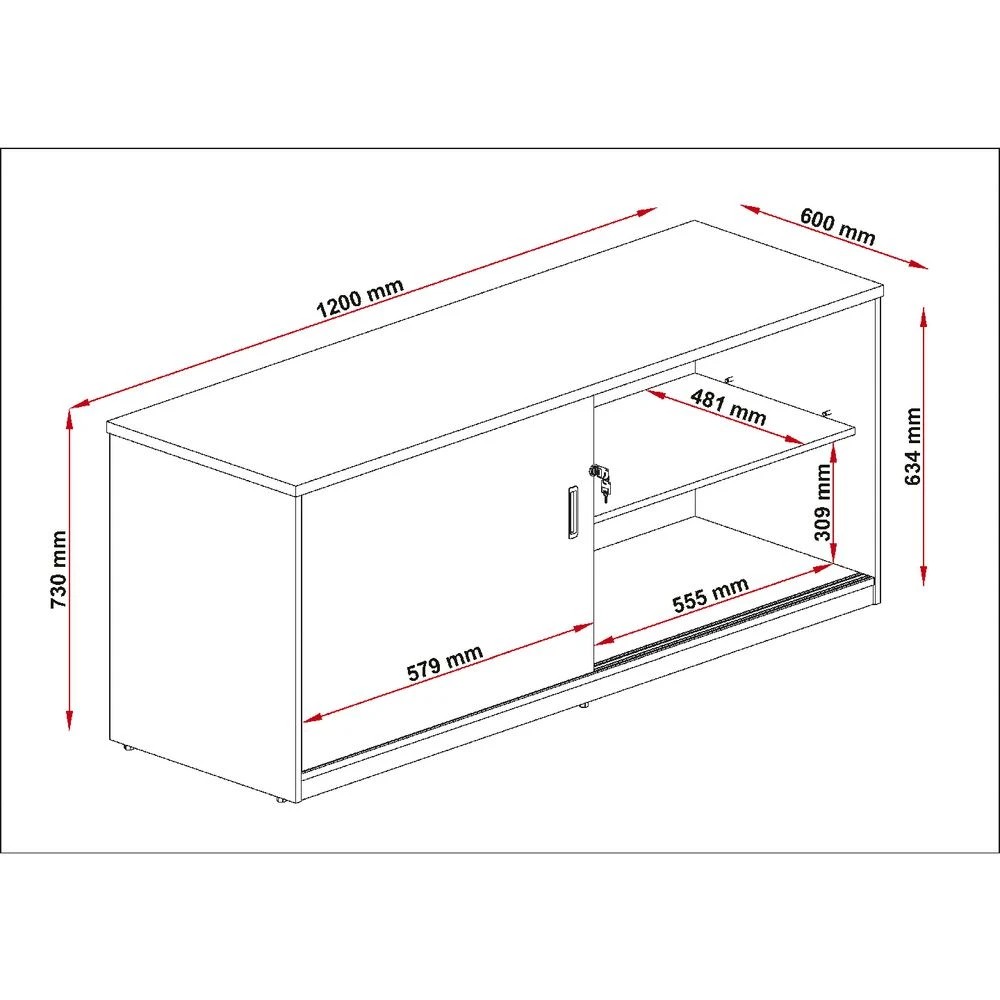 4 Toro Credenza 1200mm Sliding Door Grey Cabinets Cupboards, Lockers and Credenzas, 4 of 4
