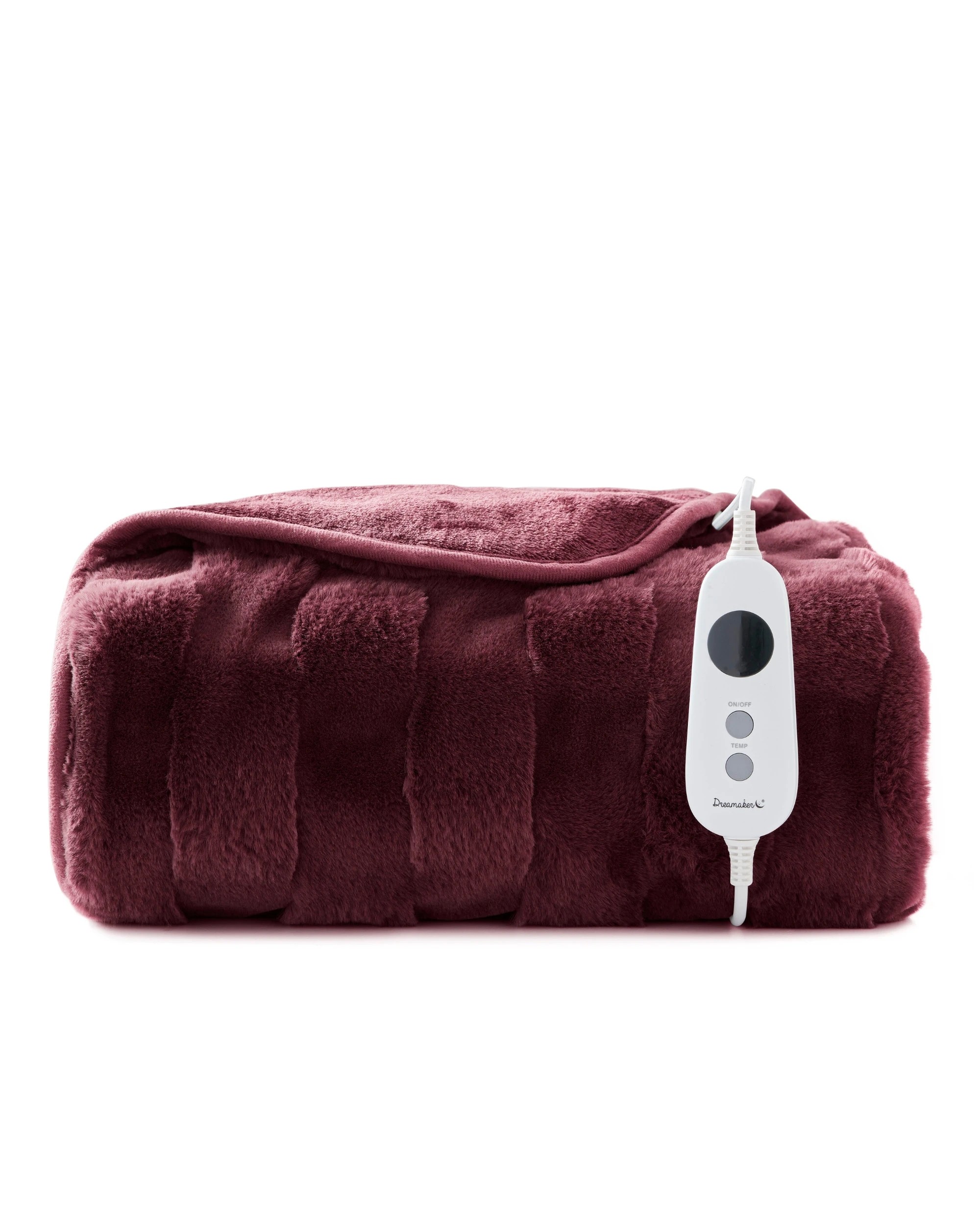 2 Dreamaker Basketweave Faux Fur Heated Throw 130x160cm - Cherry, 2 of 10