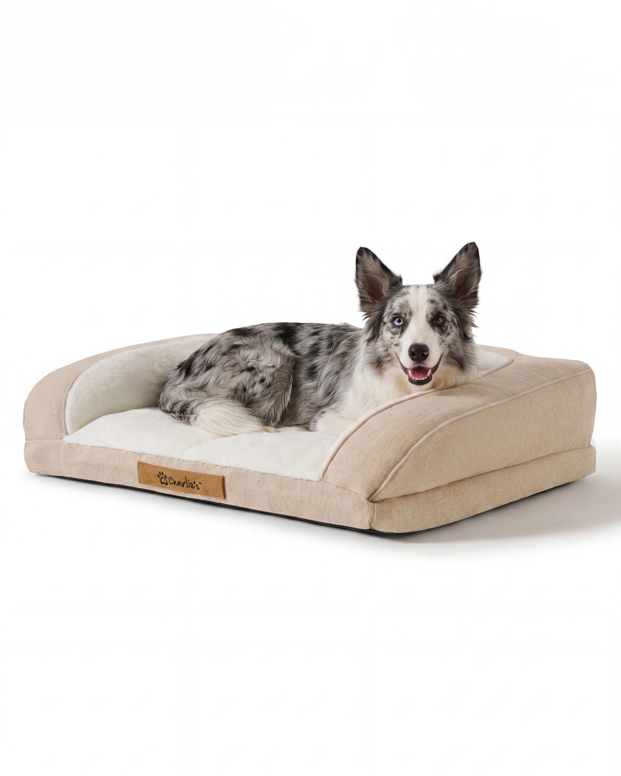 1 Charlie's Camden Cotton Jute Plush Sofa Dog Bed Medium - Natural, 1 of 8