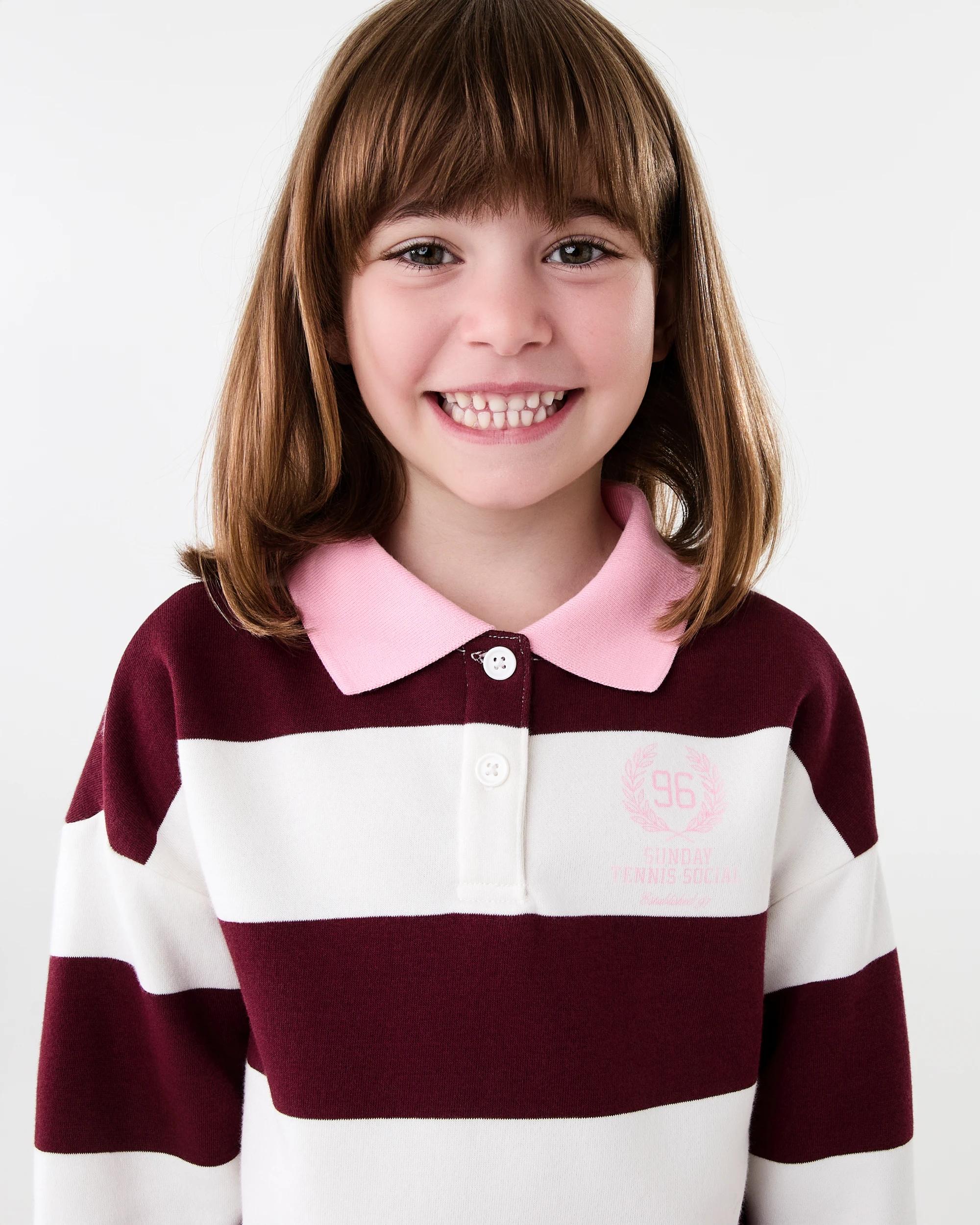 3 Long Sleeve Rugby Sweatshirt Wht Strpe, 3 of 7