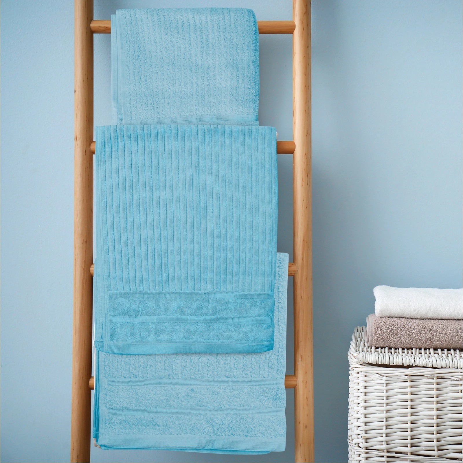 2 Royal Comfort Eden Cotton 600GSM 100% Cotton Luxury Bath Towels Set 8 Piece - Blue, 2 of 4