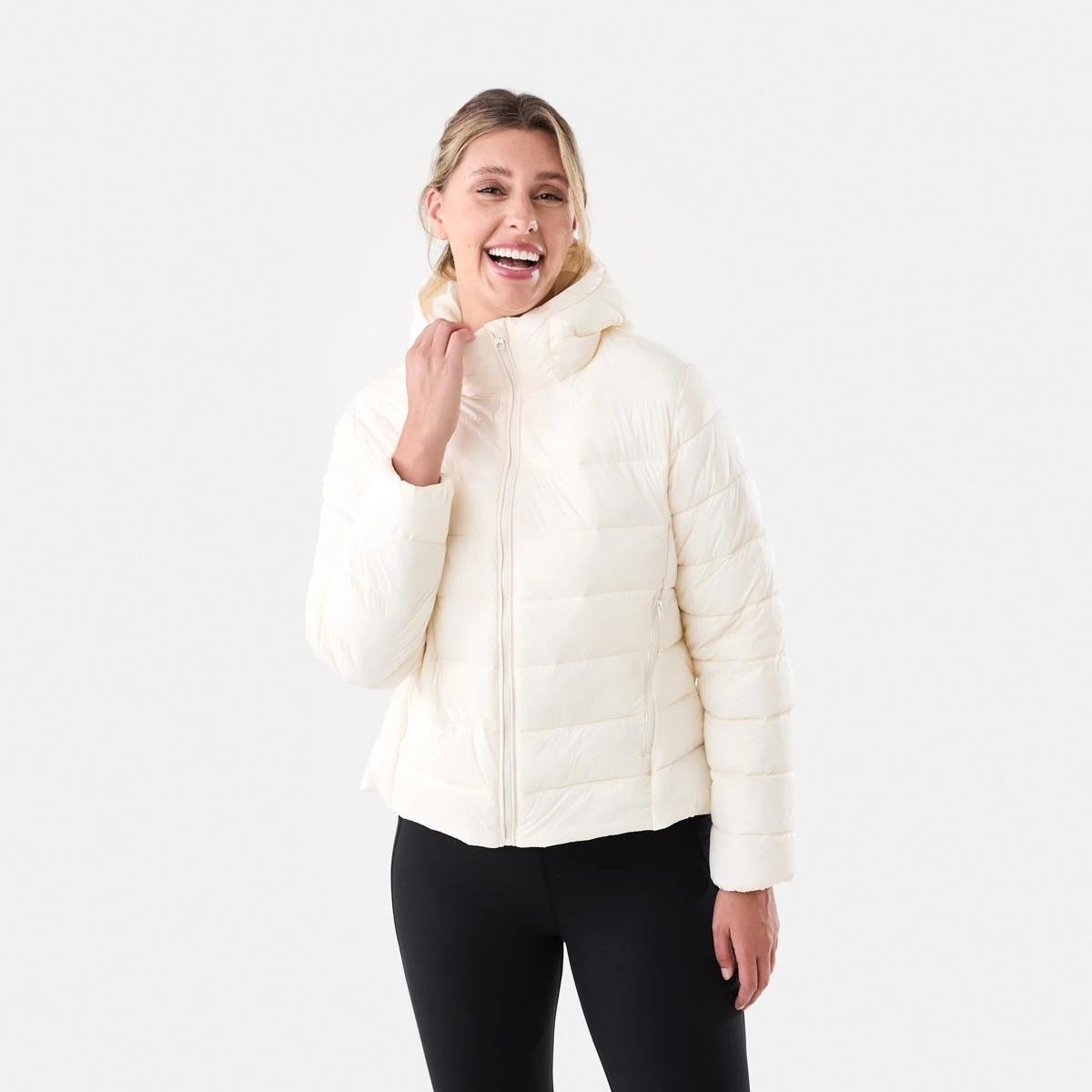 2 Active Womens Packable Puffer Jacket Ecru, 2 of 7