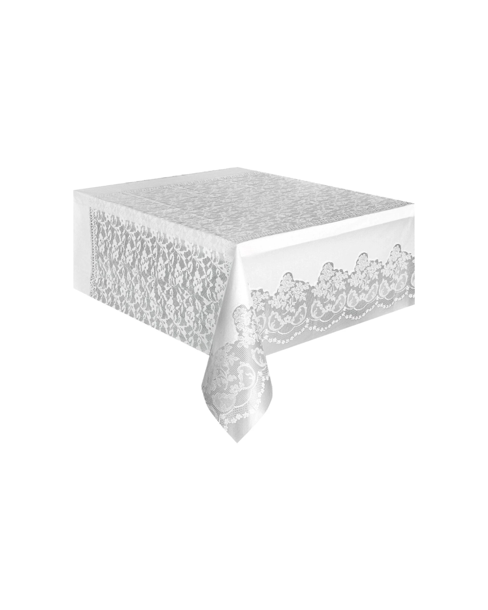 1 Meteor Party Rectangle Table Cover Tableware Lace 137 x 274cm Lace - Silver, 1 of 1