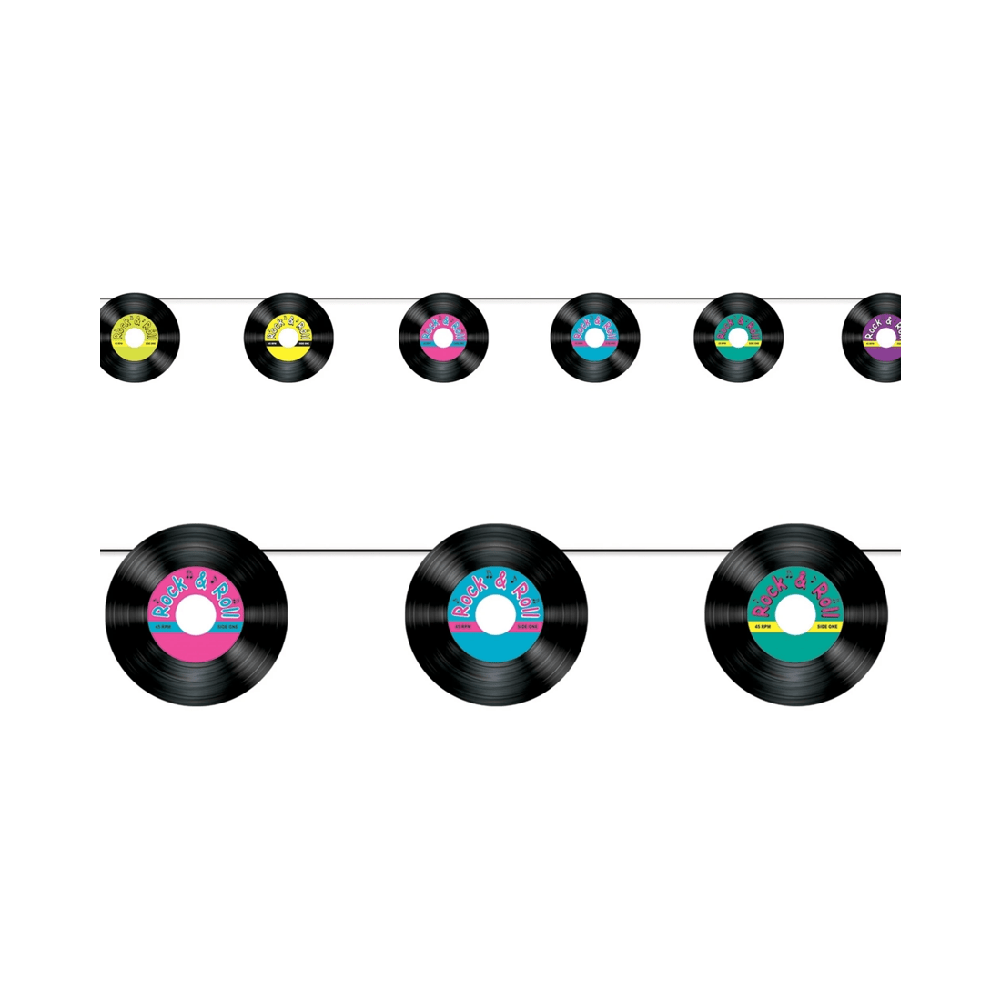 1 Beistle Rock and Roll Record Garland Banner, 1 of 1