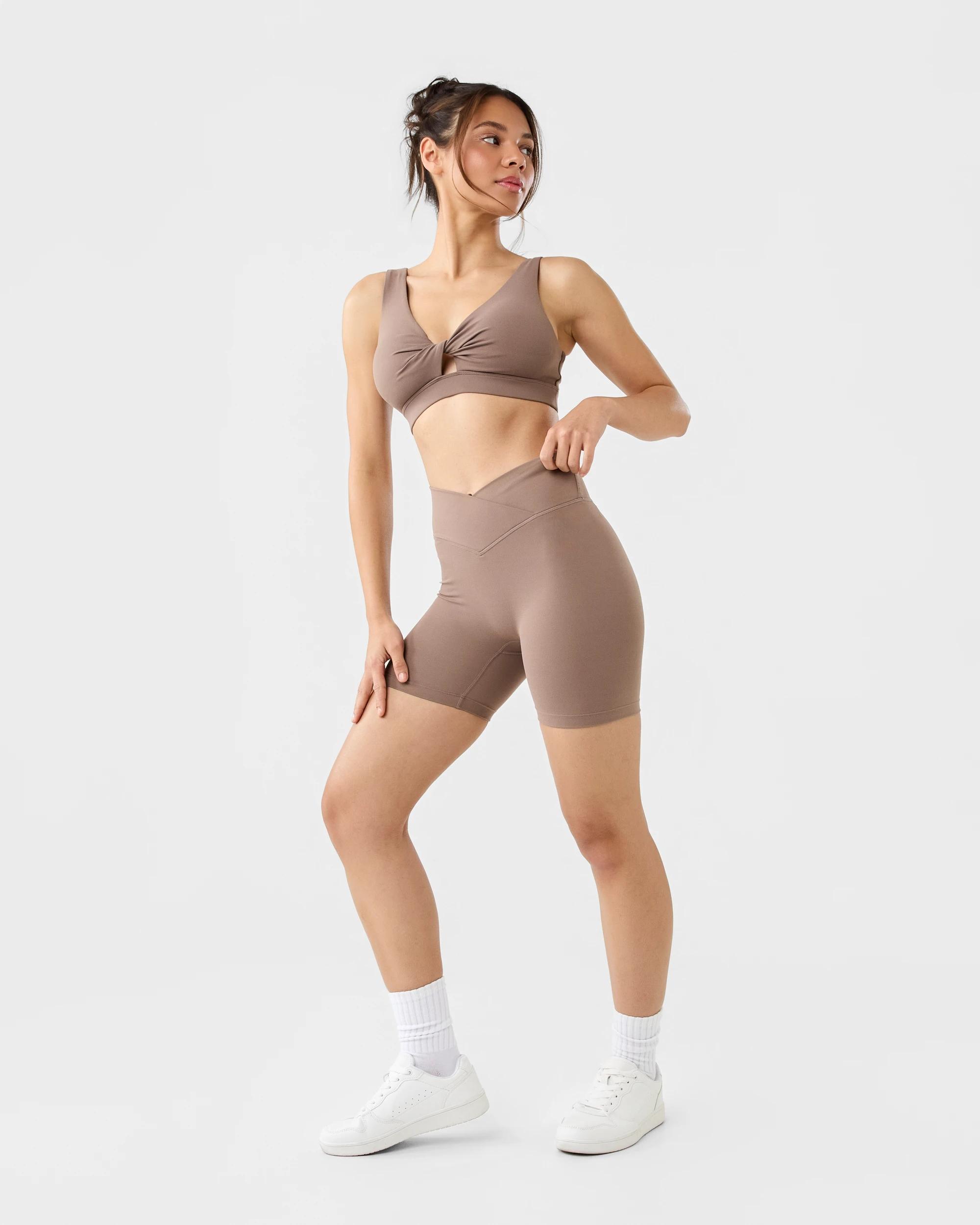 3 Active Womens Twist Front Studio Crop Top Soft Truff, 3 of 8
