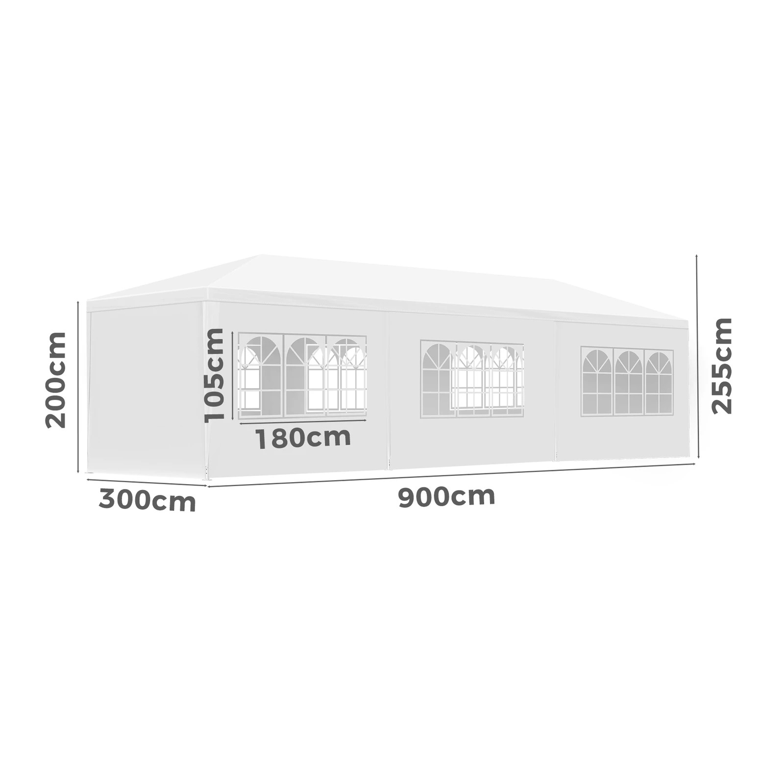 7 Alfordson Gazebo Marquee Outdoor Party Tent Camping Portable Side Wall 3x9m - White, 7 of 7