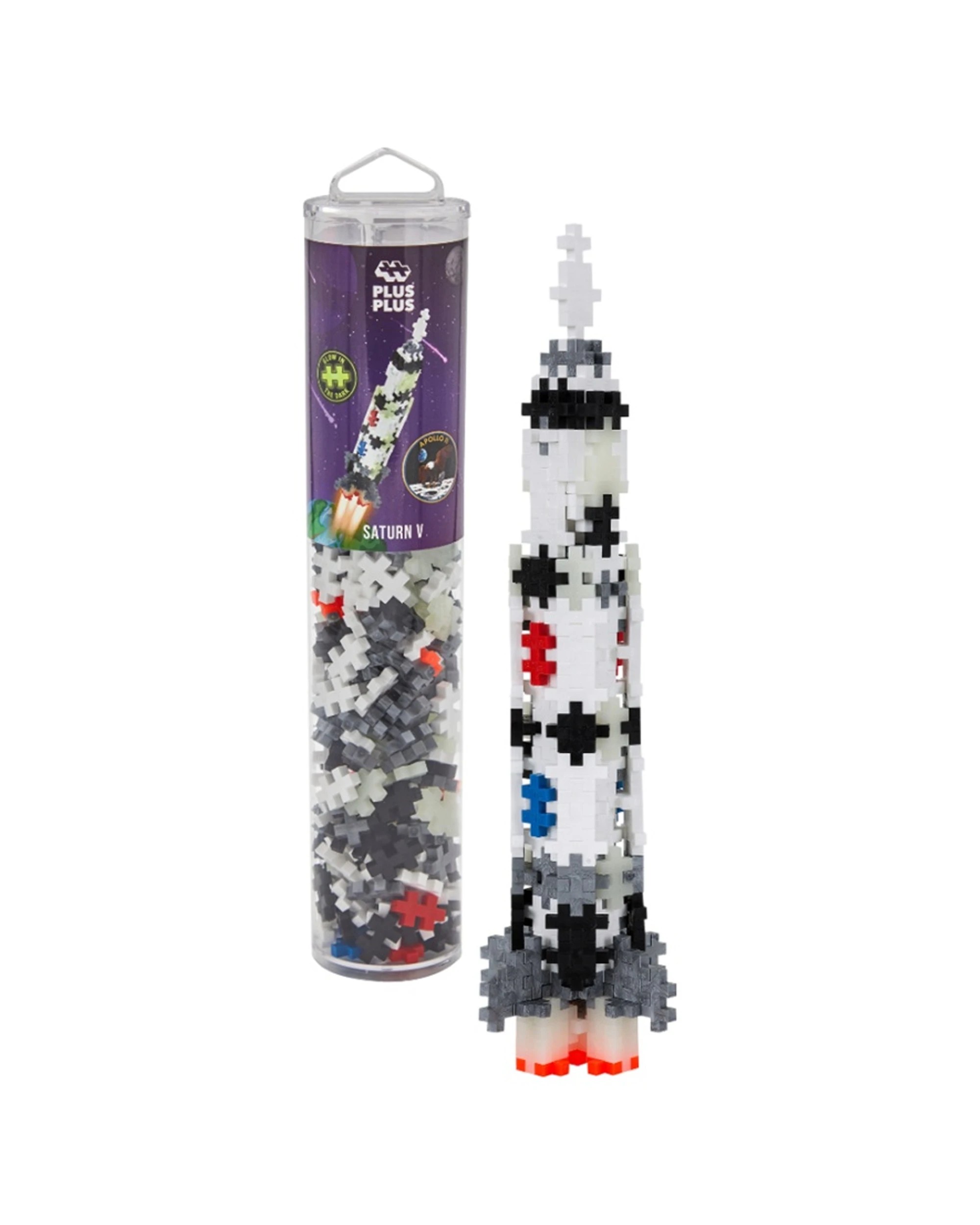 1 Plus-Plus 240pc Saturn V Rocket Tube 2D Building Puzzle Kids Activity Toy, 1 of 3