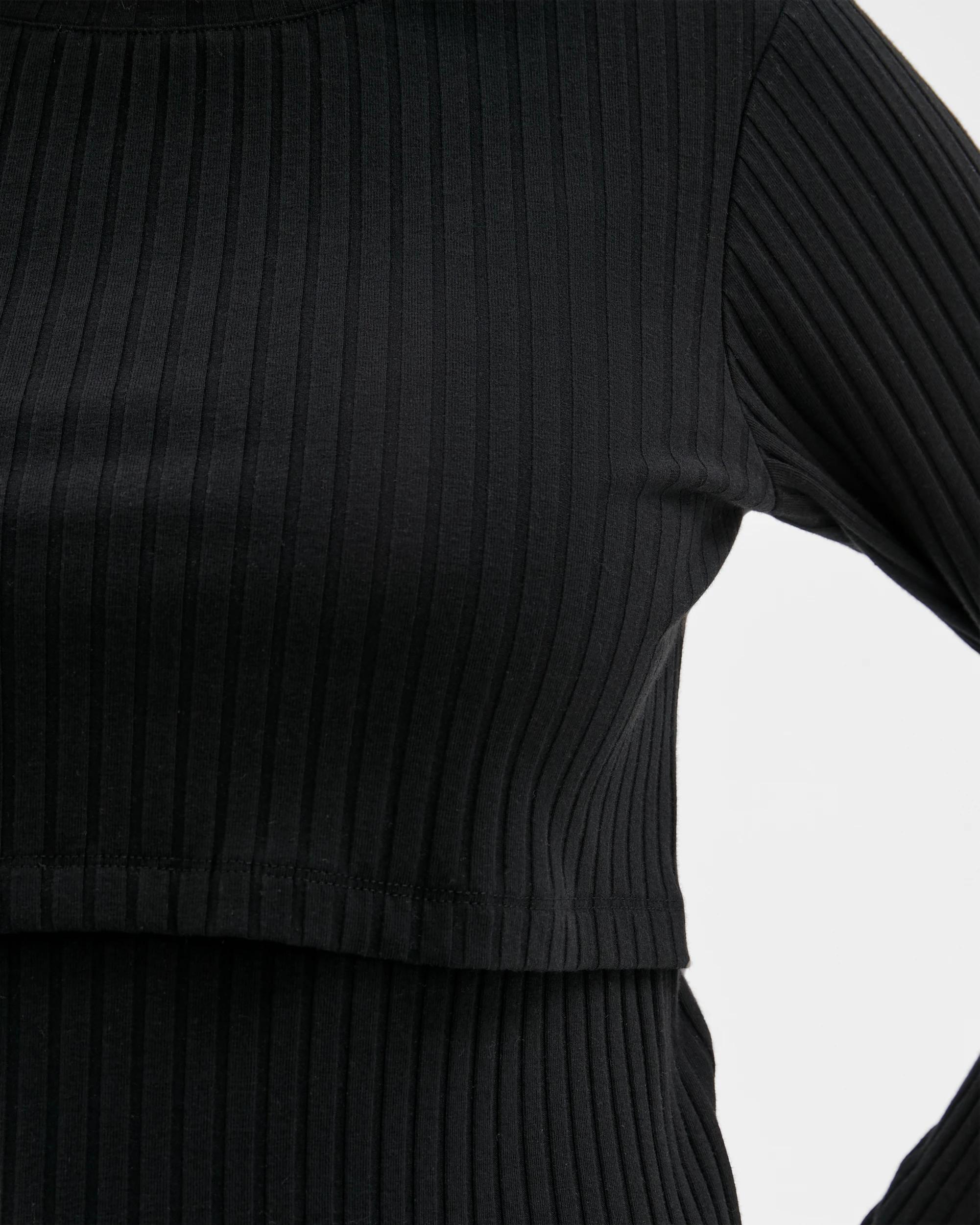 6 Target Maternity Maternity Australian Cotton Blend Long Sleeve Rib Knit Dress BLACK, 6 of 9