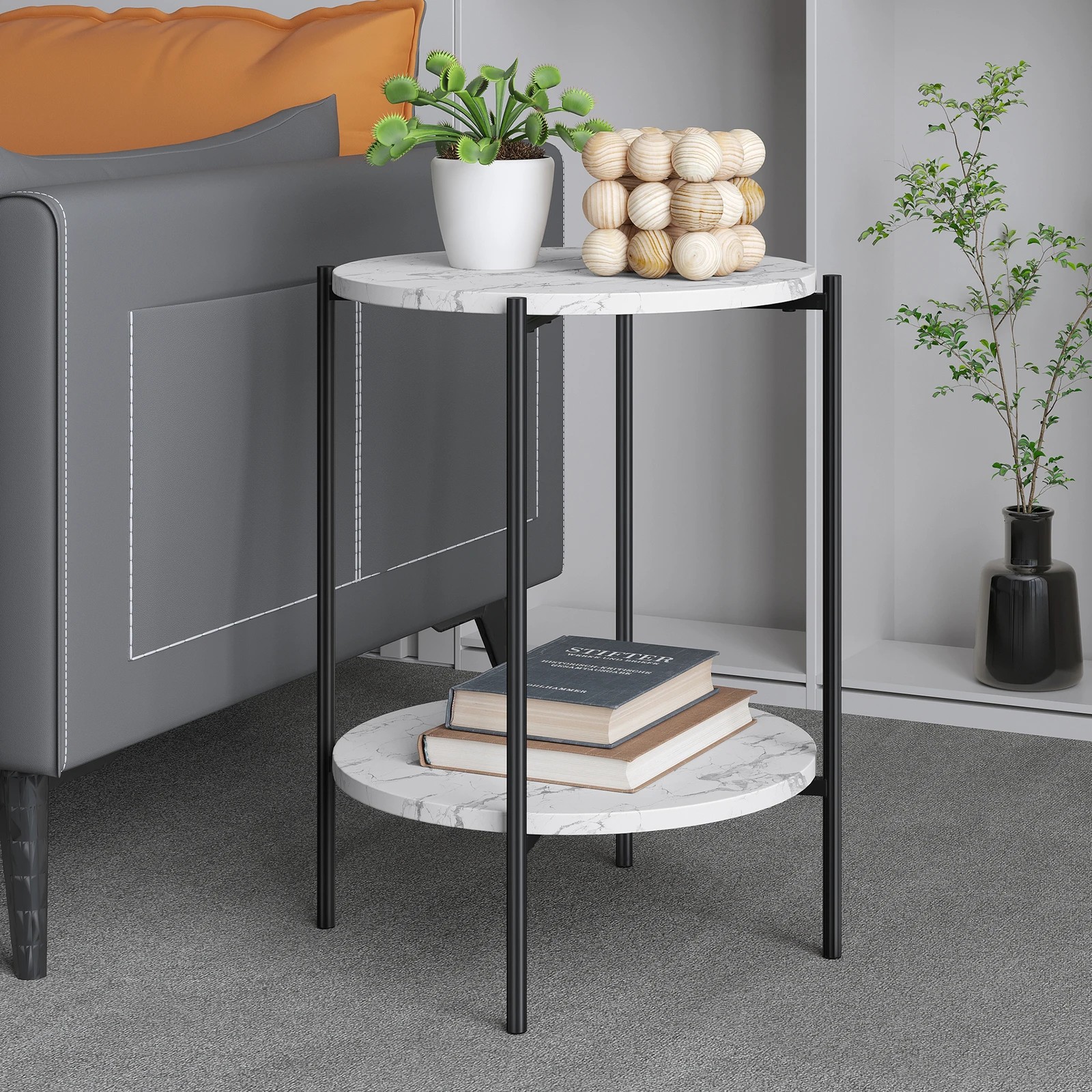 4 Alfordson Side Table Bedside Table Sofa End Nightstand - Black, 4 of 10