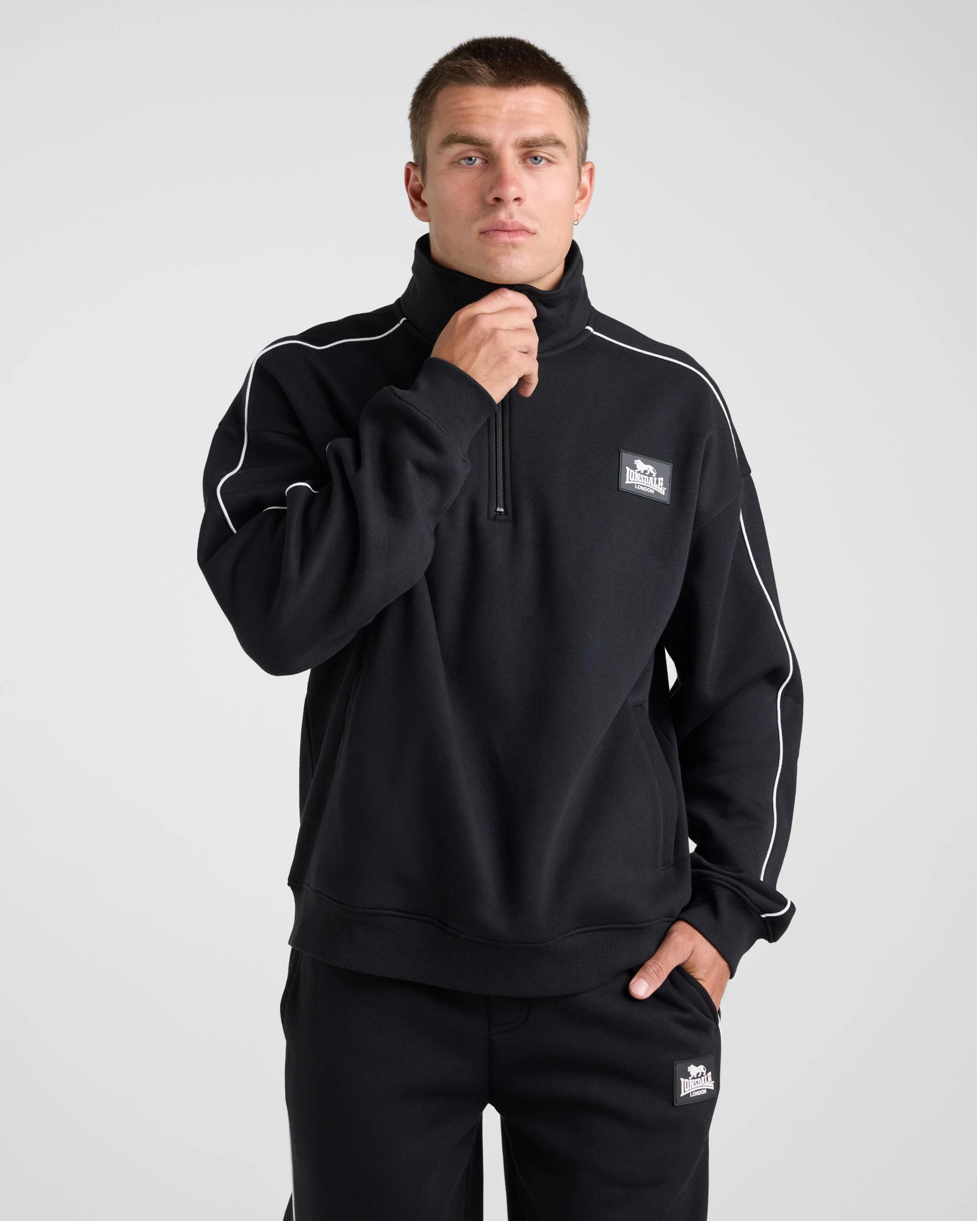 5 Lonsdale London Relaxed Sport Quarter Zip BLACK, 5 of 6