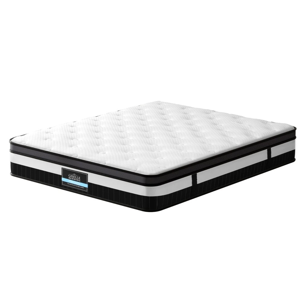 1 Giselle Bedding 30cm Mattress Medium Firm Euro Top Pocket Spring Hybrid Mattresses Double - Double Bed - White, 1 of 7