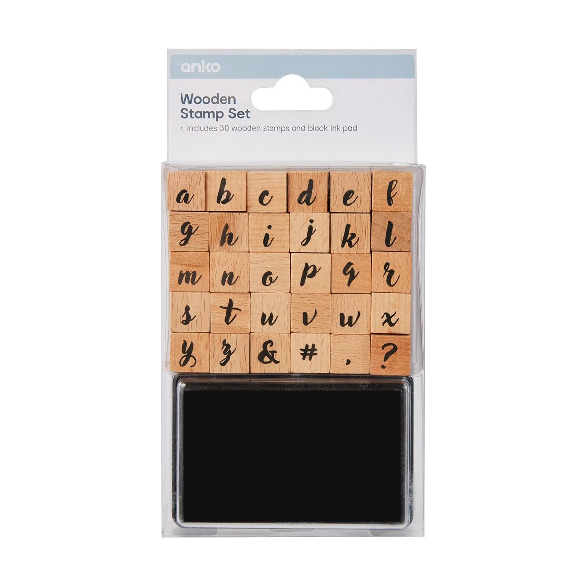 1 Wooden Stamp Set - Alphabet, Small Script, 1 of 4