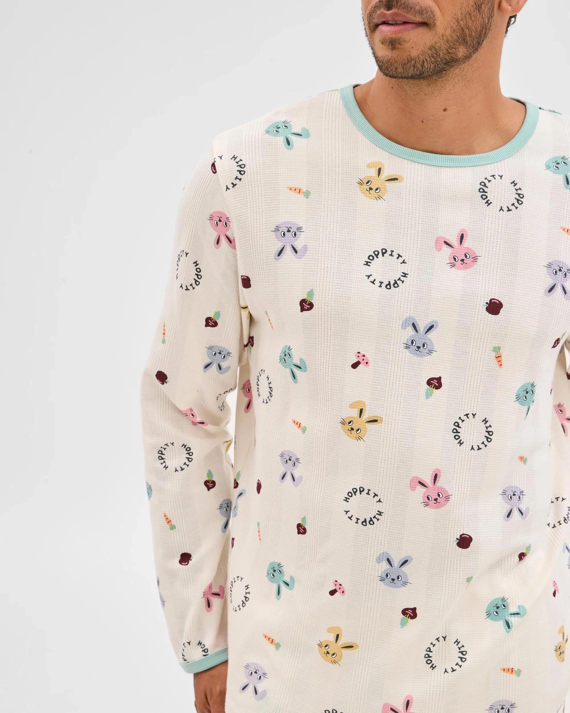 4 Target Man Family Matching Australian Cotton Easter Mens Pyjama Set - Bunny Head WAFFLE BUNNY, 4 of 9