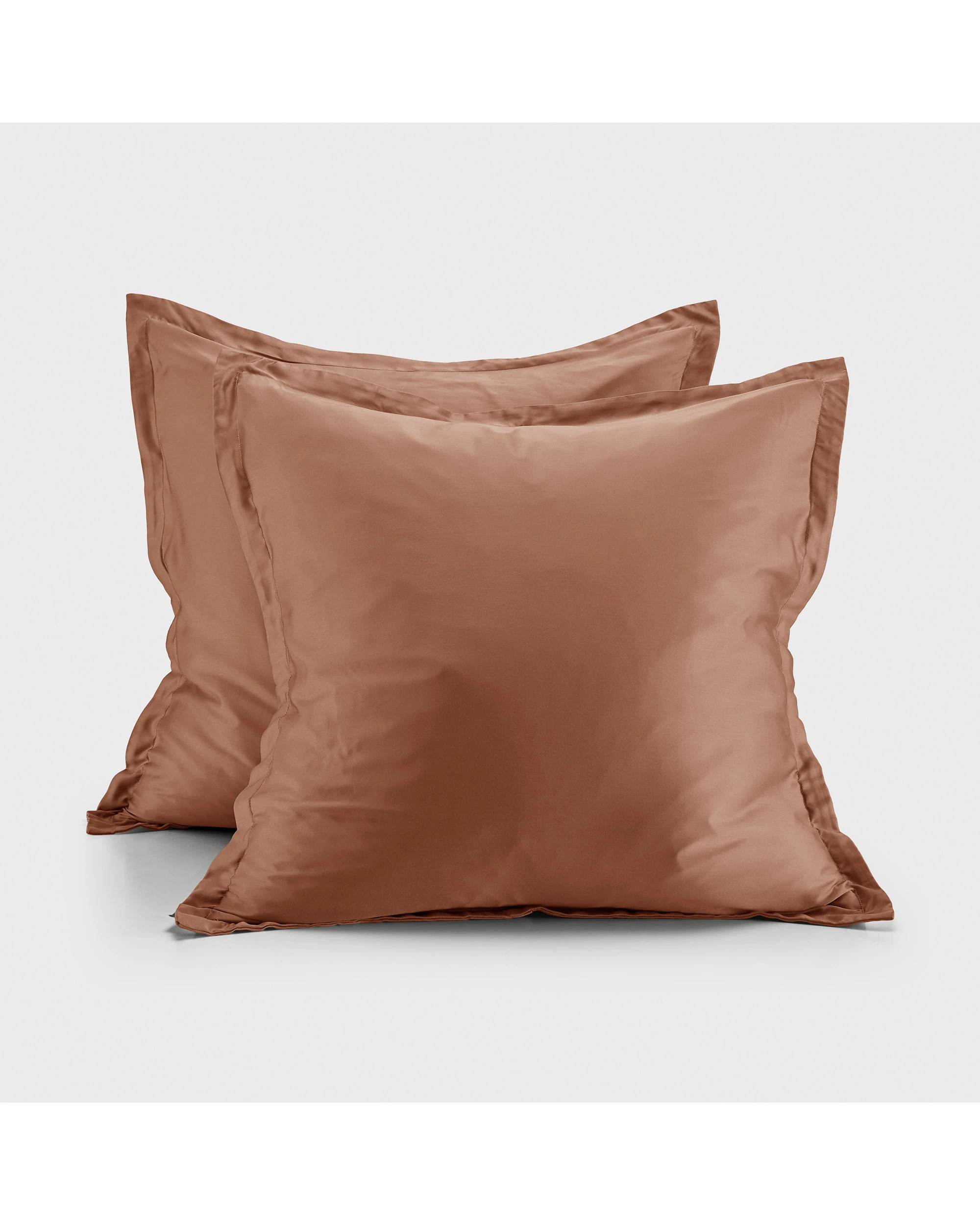 2 Natural Home 400TC 100% Bamboo Sateen Tailored European Pillowcase Twin Pack - Earth, 2 of 5